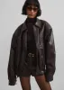Naica Padded Faux Leather Jacket - Brown sold by Frankie Shop