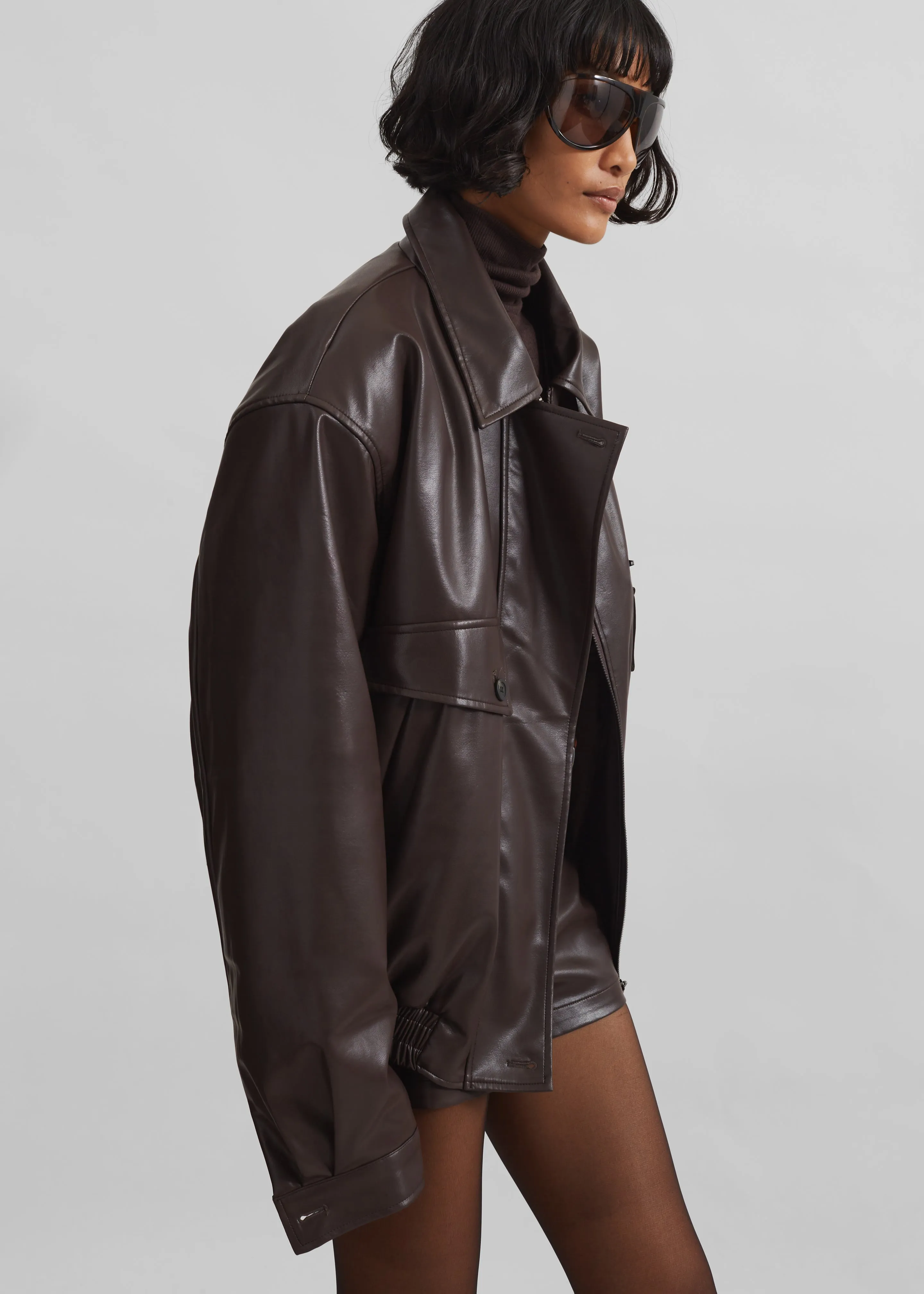 Naica Padded Faux Leather Jacket - Brown sold by Frankie Shop product image thumbnail 4