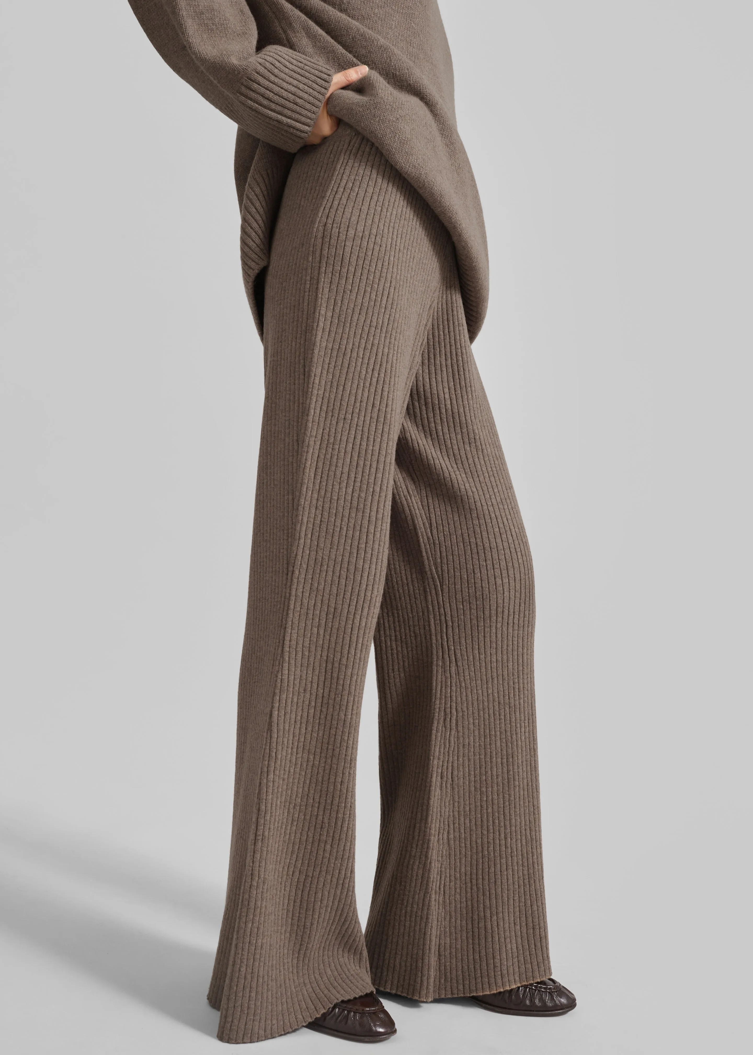 Odense Ribbed Flared Pants - Brown sold by Frankie Shop product image thumbnail 2