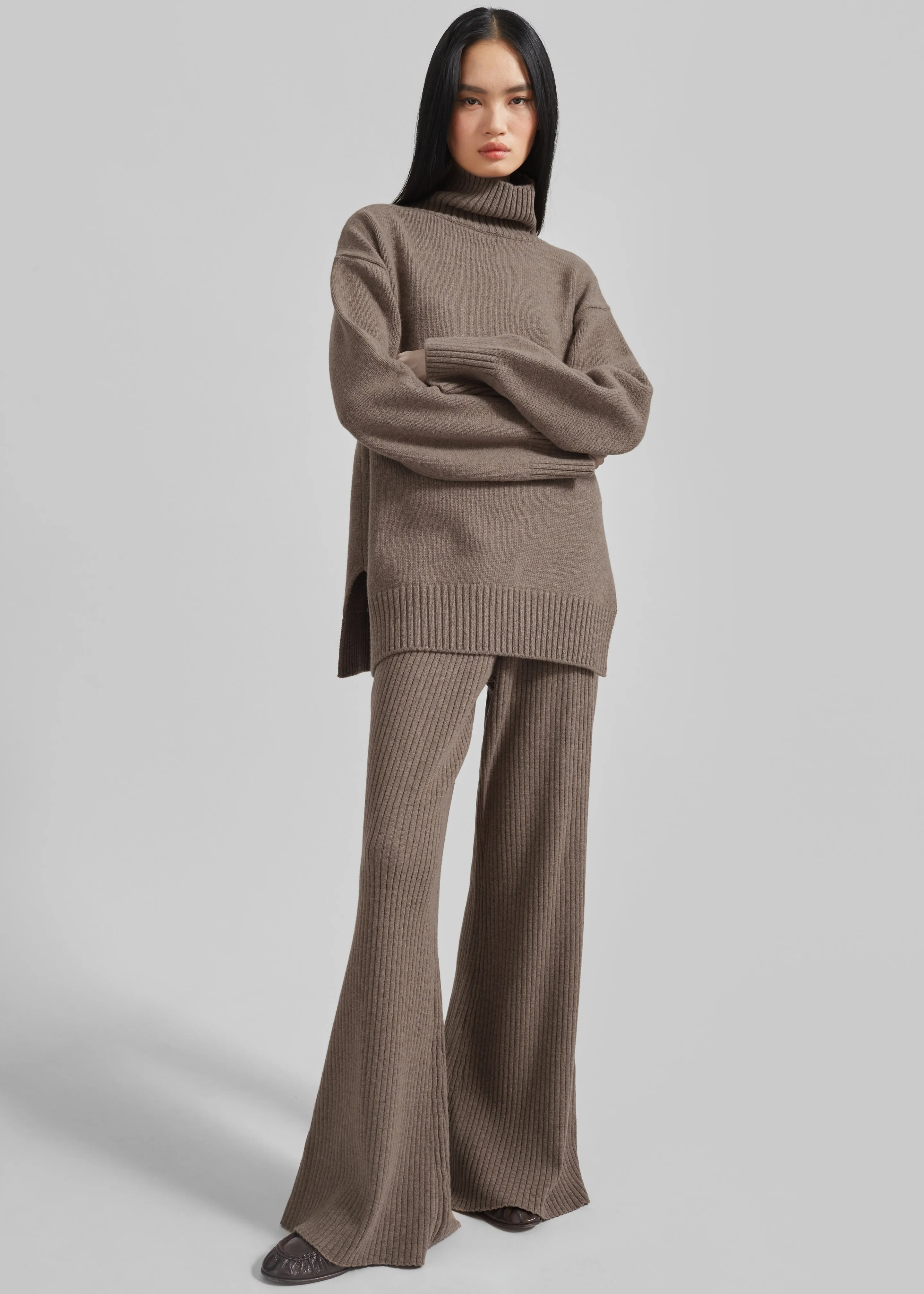 Odense Ribbed Flared Pants - Brown sold by Frankie Shop product image thumbnail 5