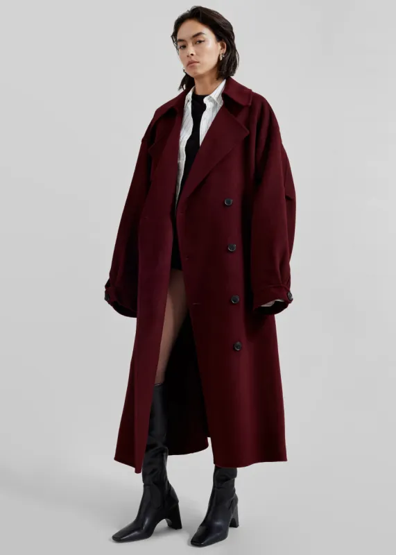 Mavis Long Coat - Burgundy sold by Frankie Shop
