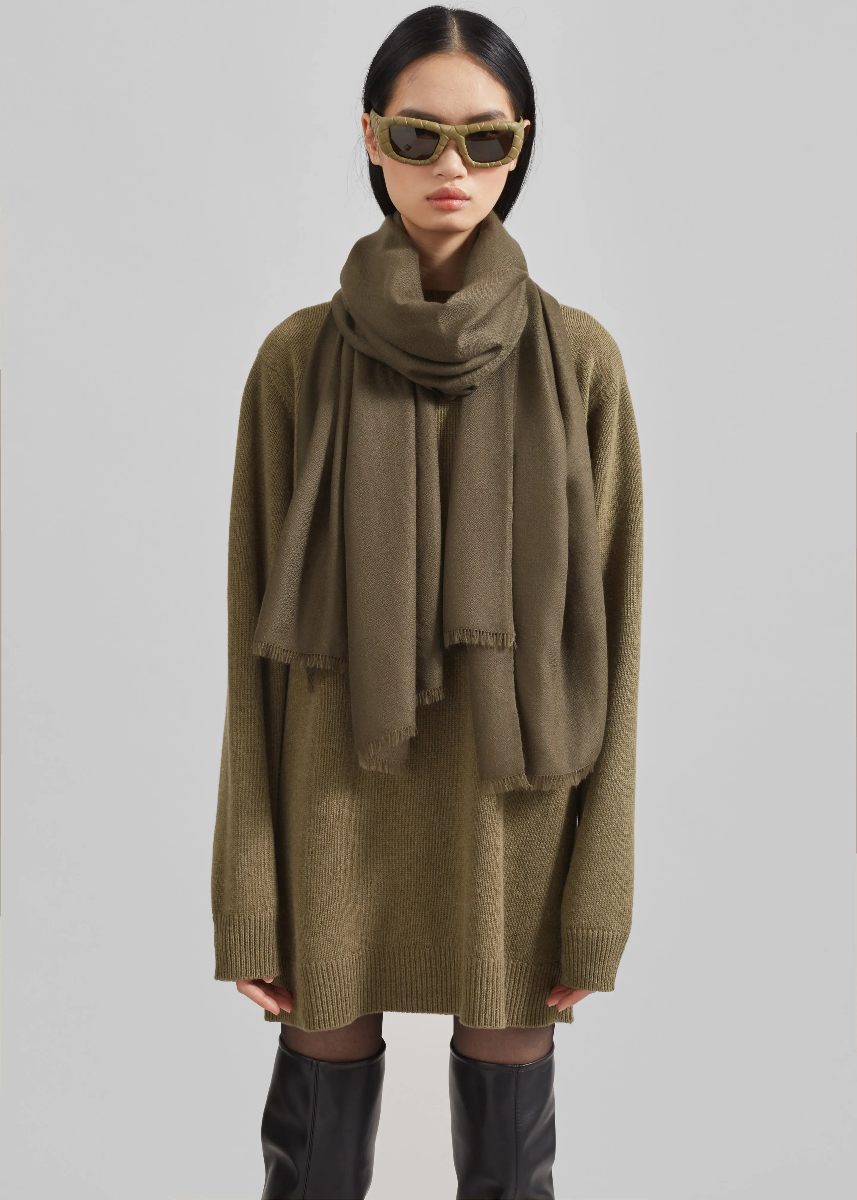 Dorset Cashmere Scarf - Khaki sold by Frankie Shop