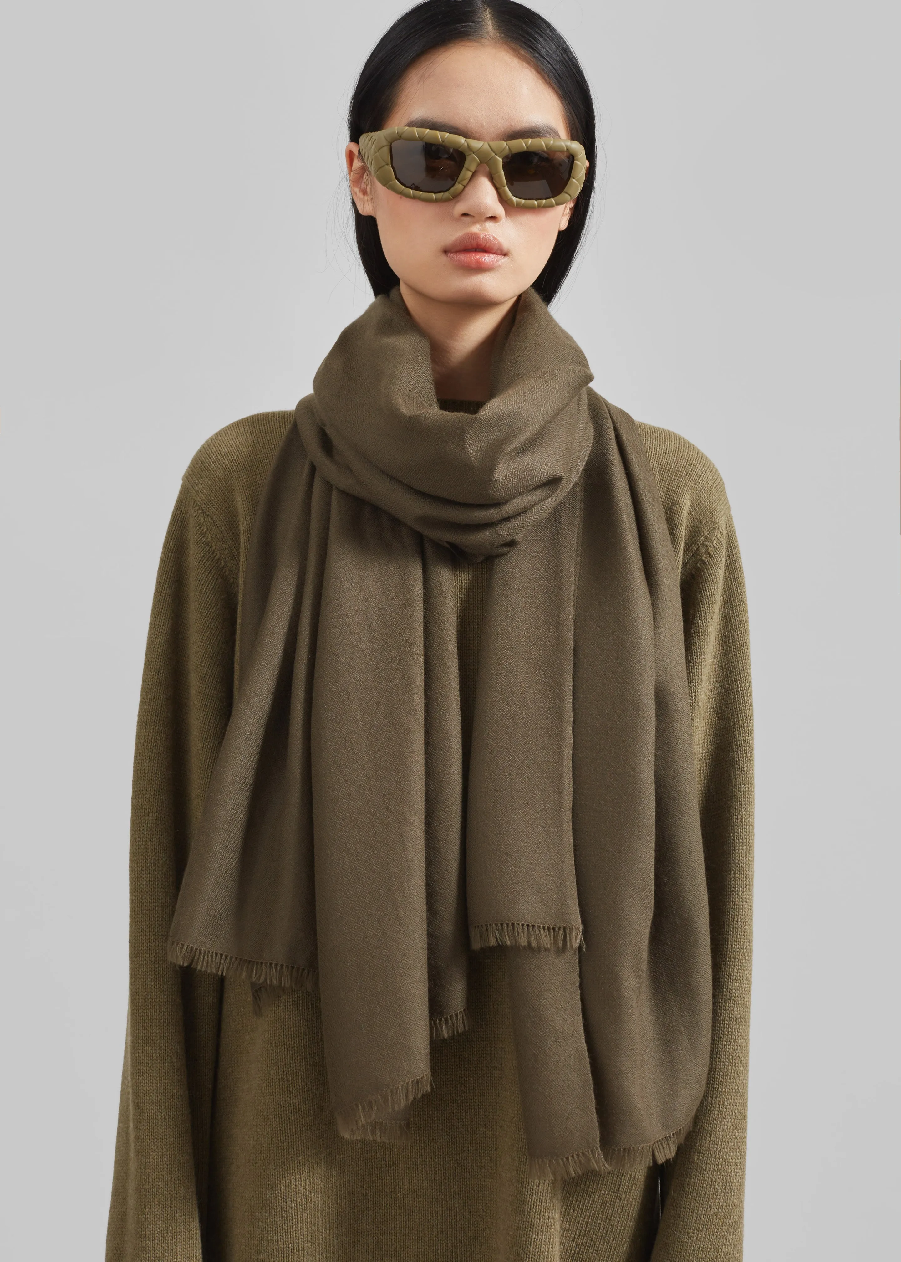 Dorset Cashmere Scarf - Khaki sold by Frankie Shop product image thumbnail 4