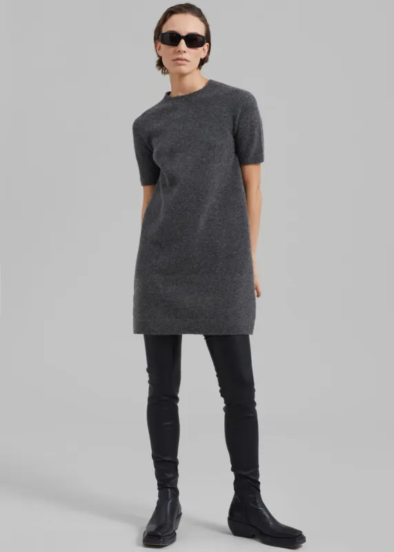 Faye Wool Mini Dress - Charcoal sold by Frankie Shop