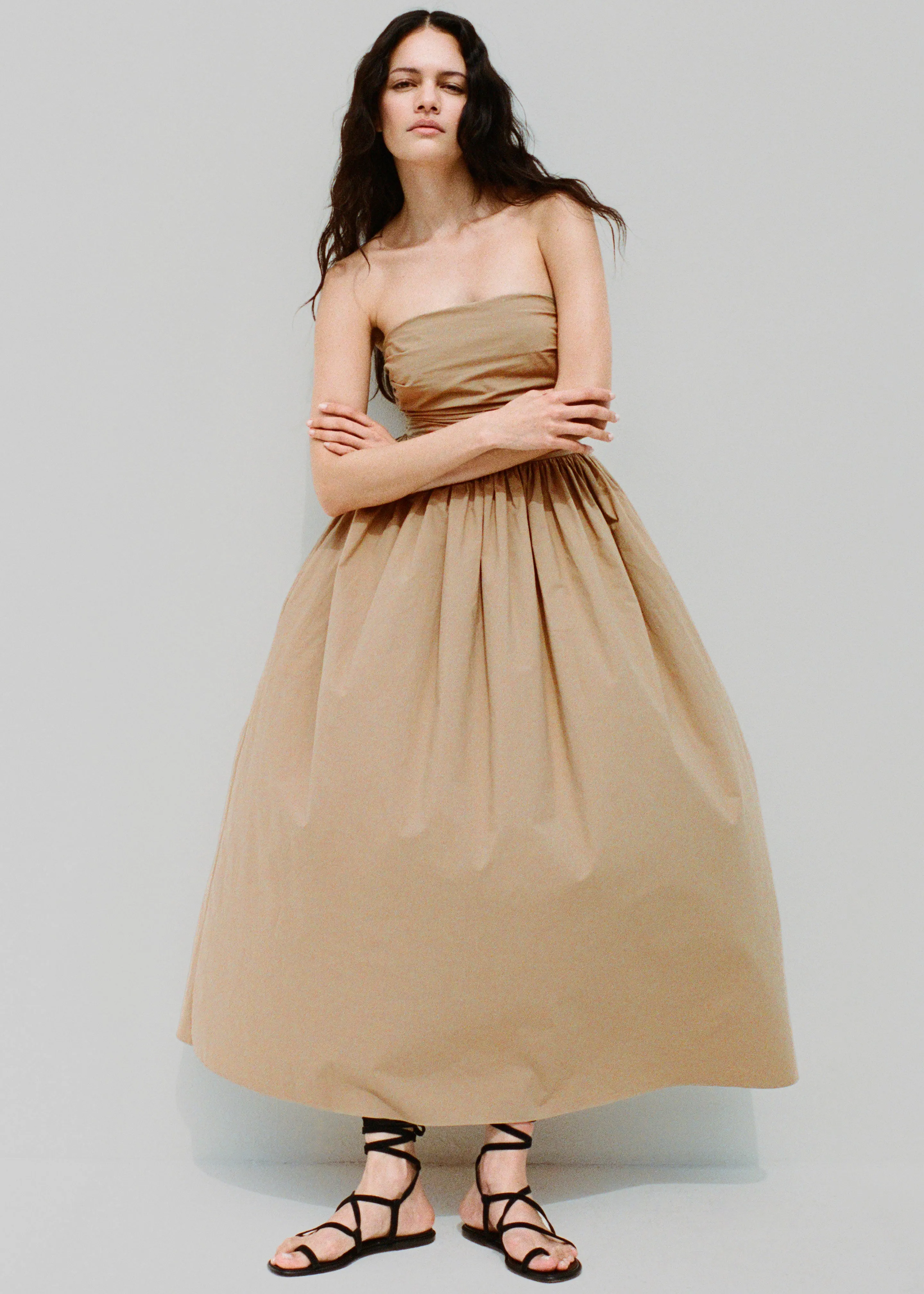 Matteau Strapless Lace Up Dress - Stone sold by Frankie Shop product image thumbnail 3