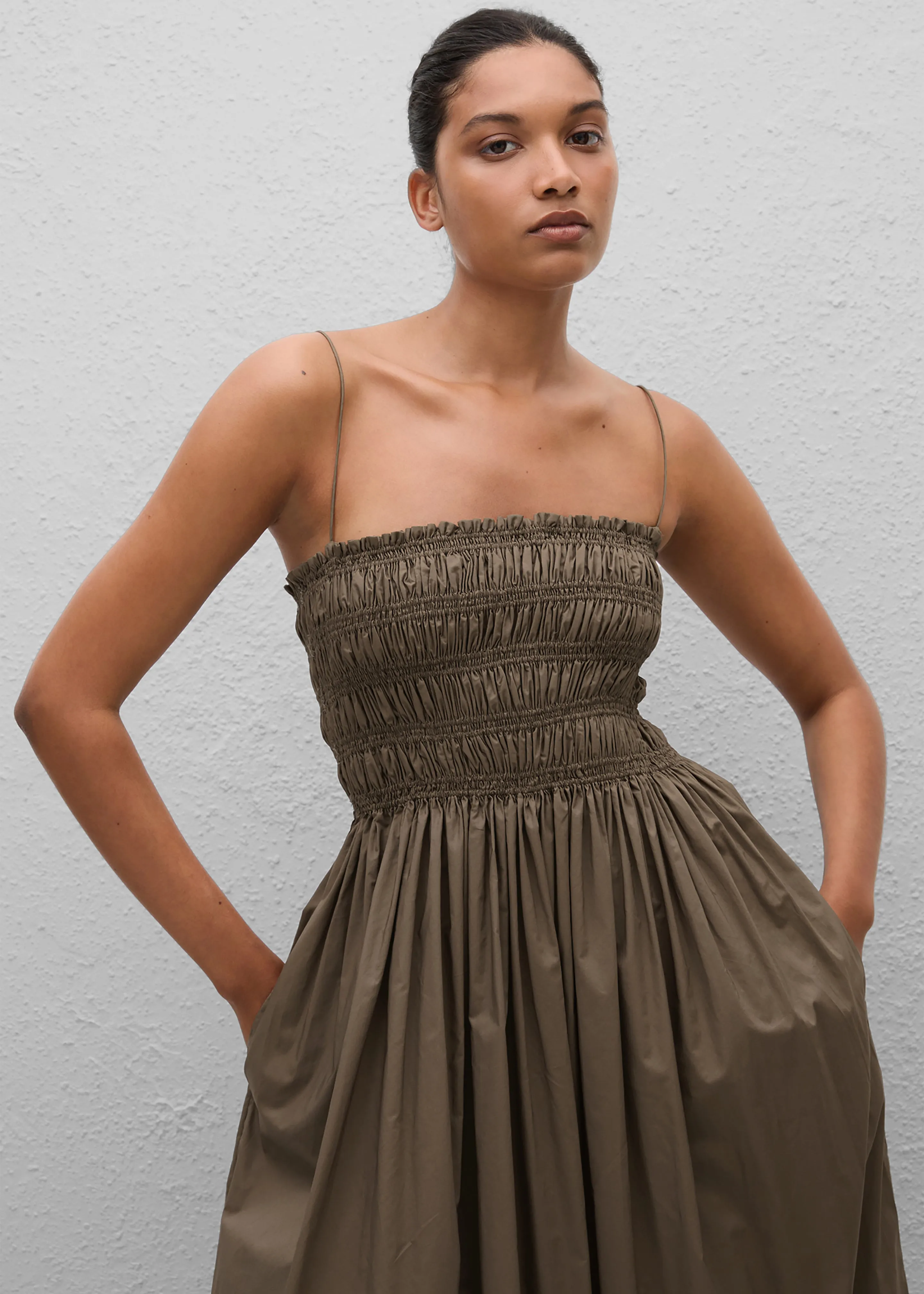 Matteau Shirred Bodice Dress - Birch sold by Frankie Shop