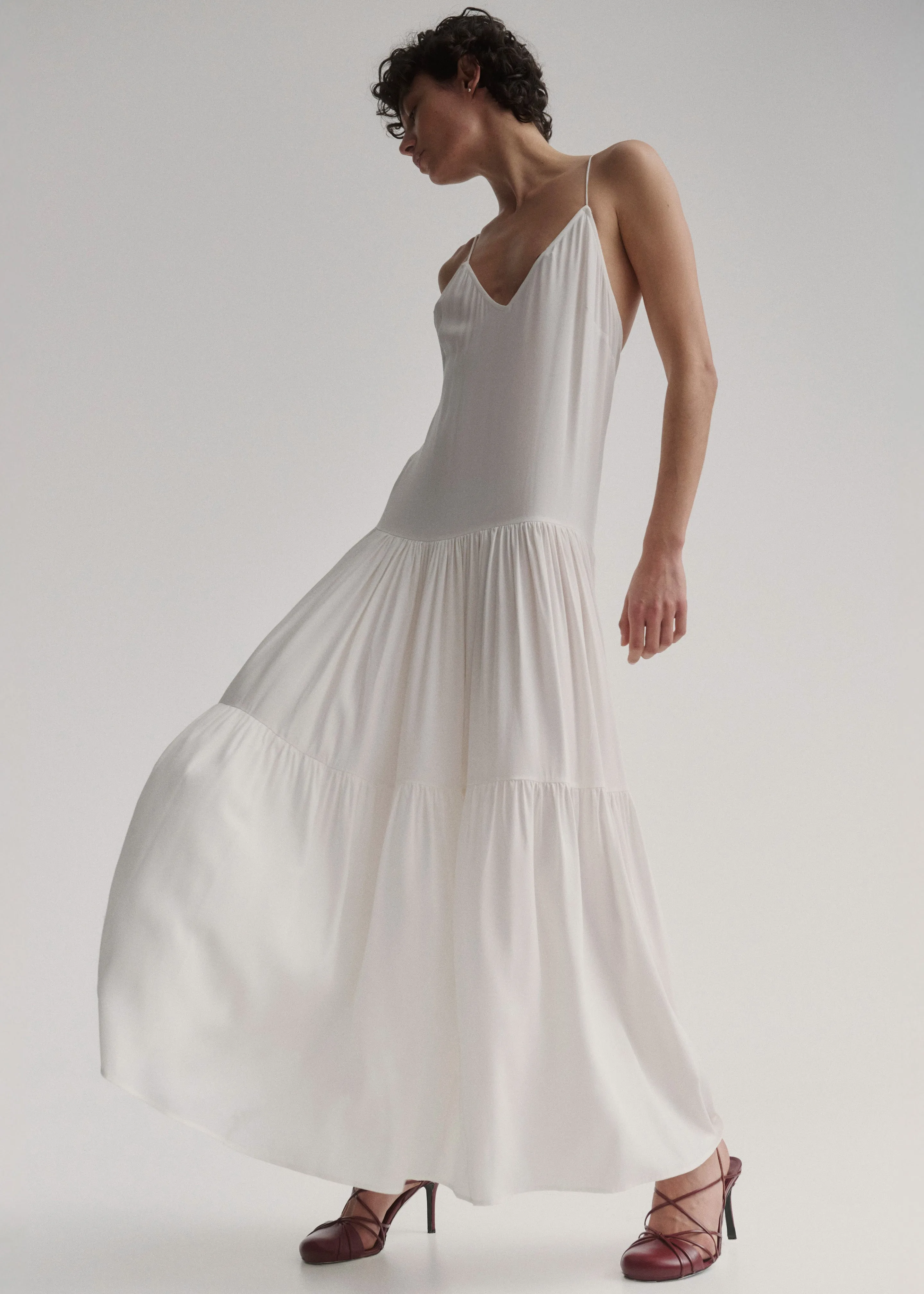 Matin Tiered Cotton Dress - White sold by Frankie Shop