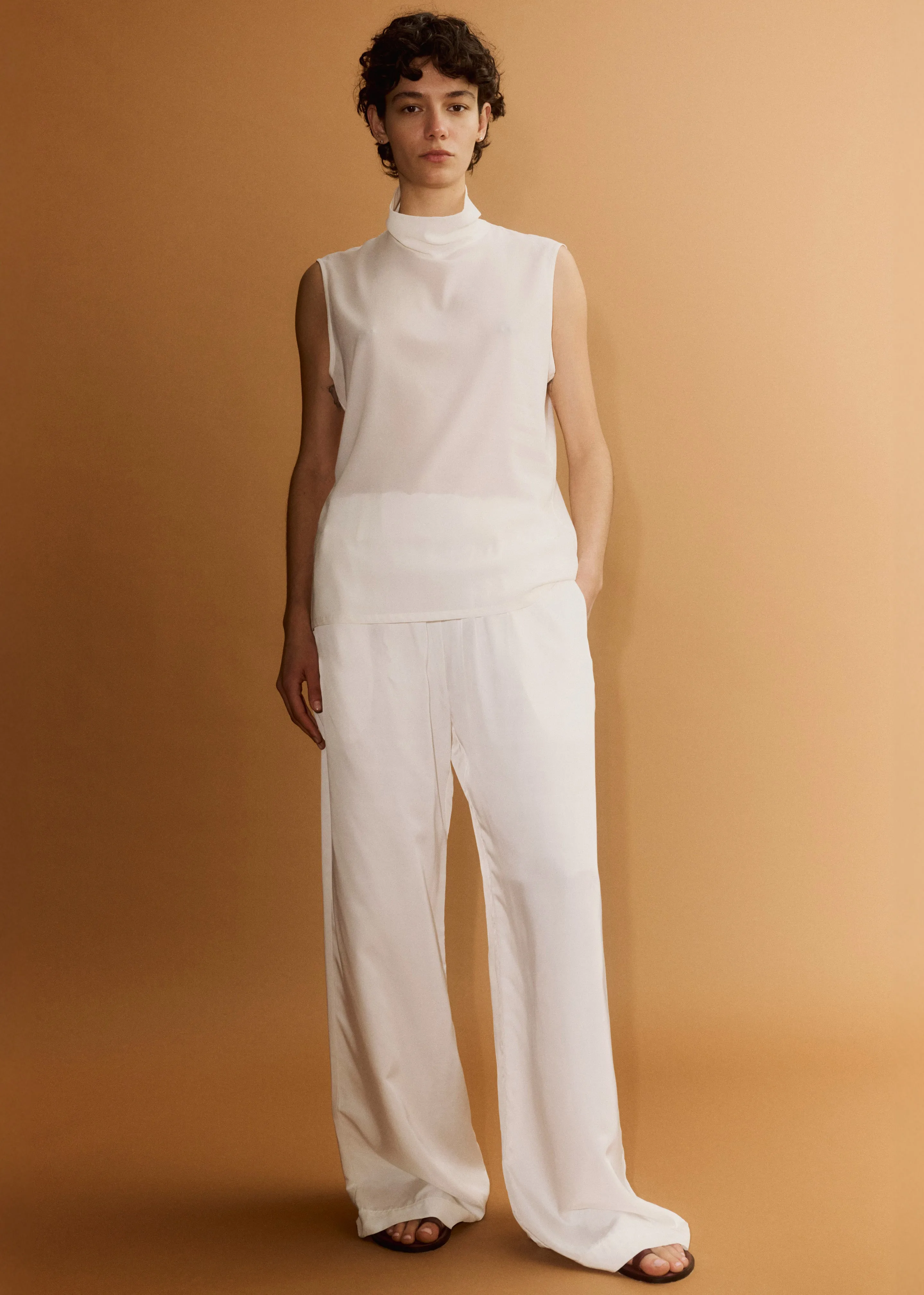 Matin Silk High Neck Top - Natural sold by Frankie Shop product image thumbnail 3