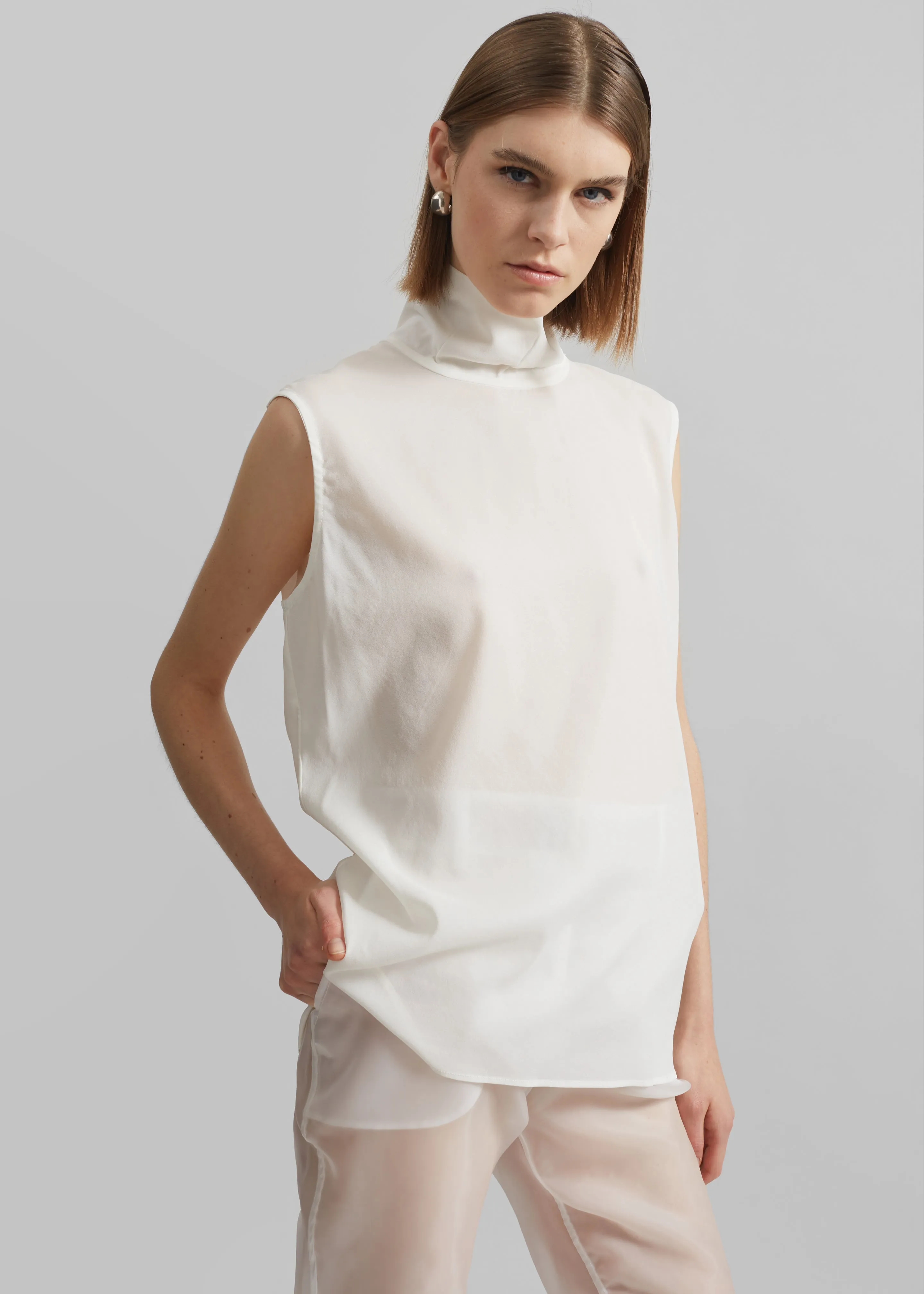 Matin Silk High Neck Top - Natural sold by Frankie Shop product image thumbnail 4