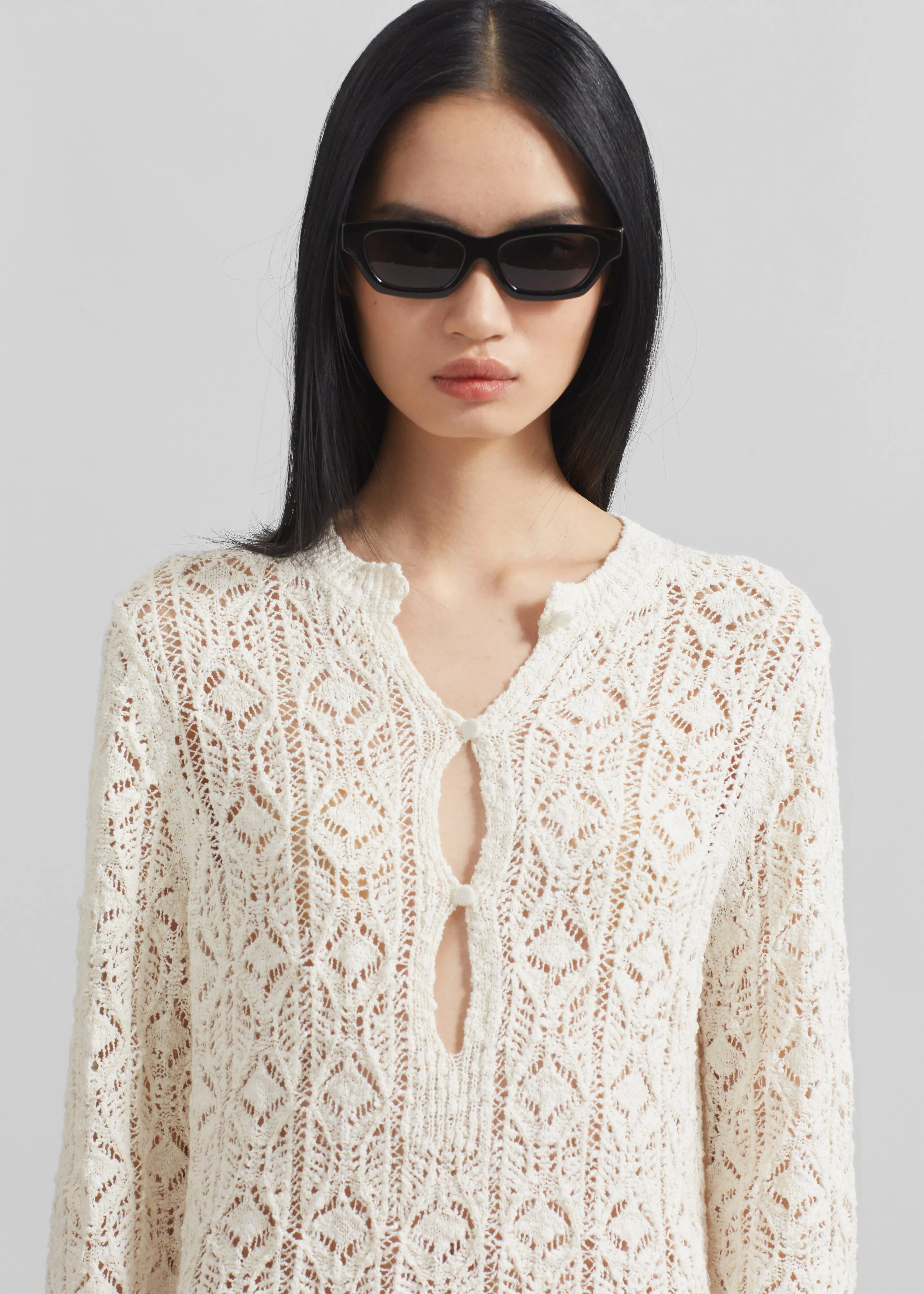 Loulou Studio Evan Lace Stitch Dress - Ivory sold by Frankie Shop product image thumbnail 3