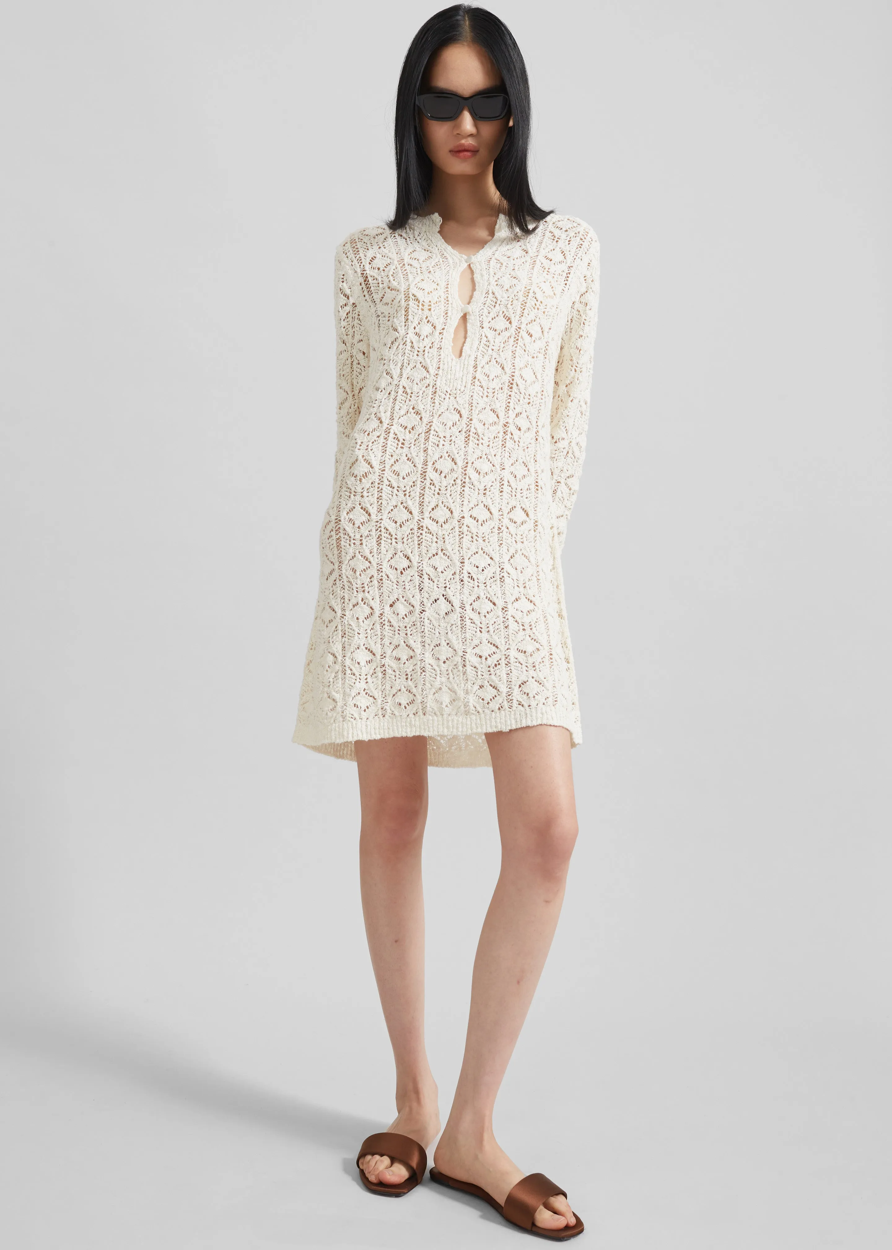 Loulou Studio Evan Lace Stitch Dress - Ivory sold by Frankie Shop