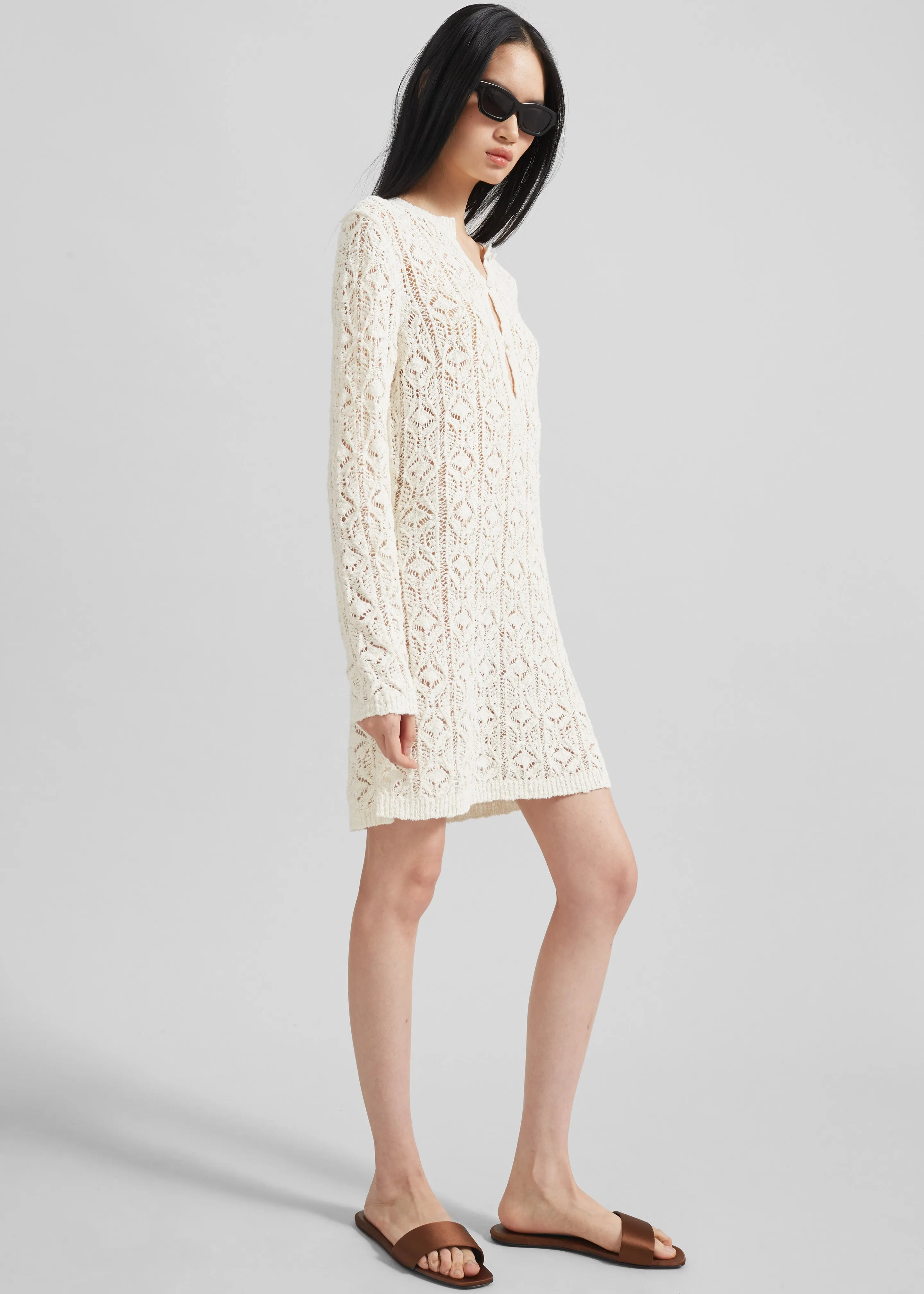 Loulou Studio Evan Lace Stitch Dress - Ivory sold by Frankie Shop product image thumbnail 5
