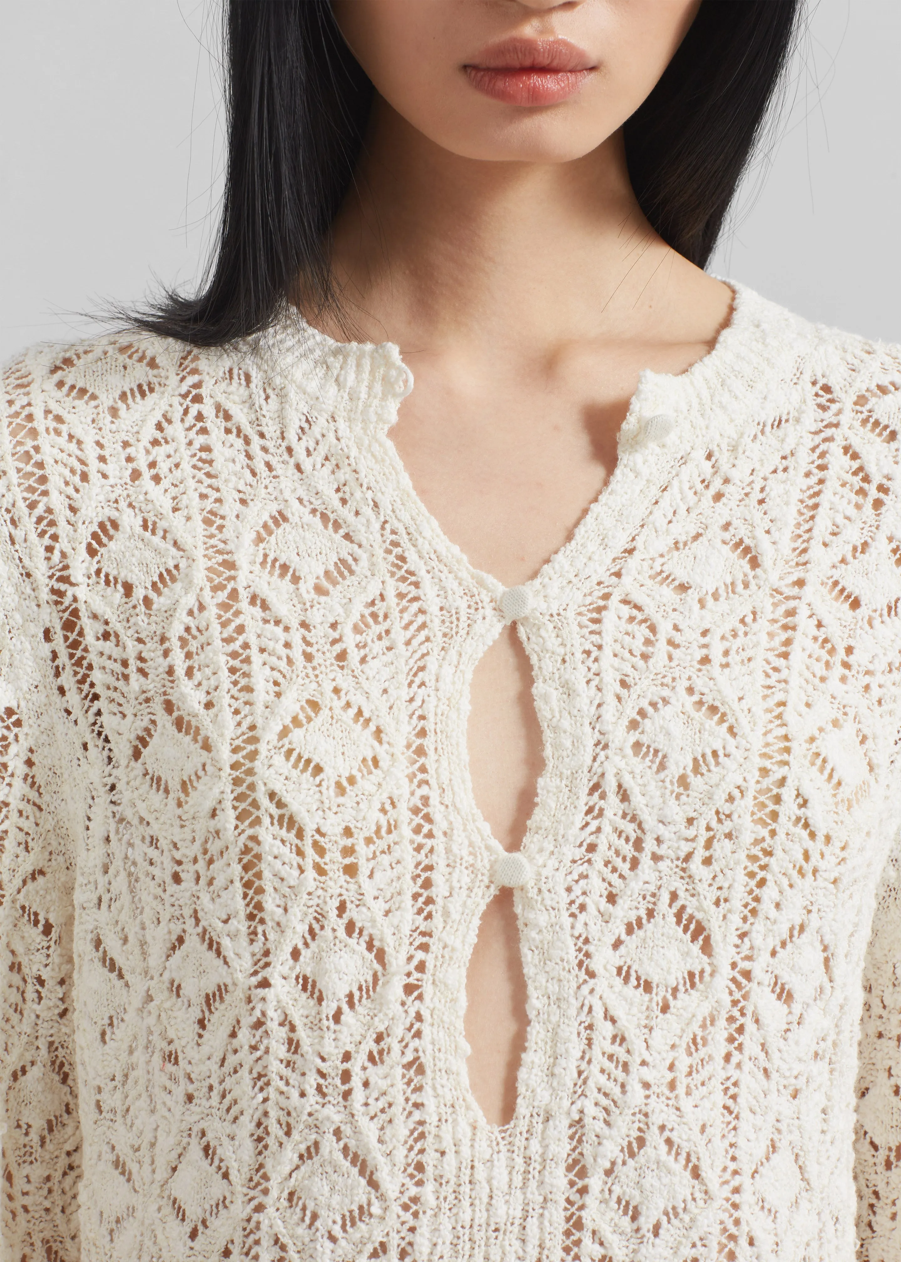 Loulou Studio Evan Lace Stitch Dress - Ivory sold by Frankie Shop product image thumbnail 4