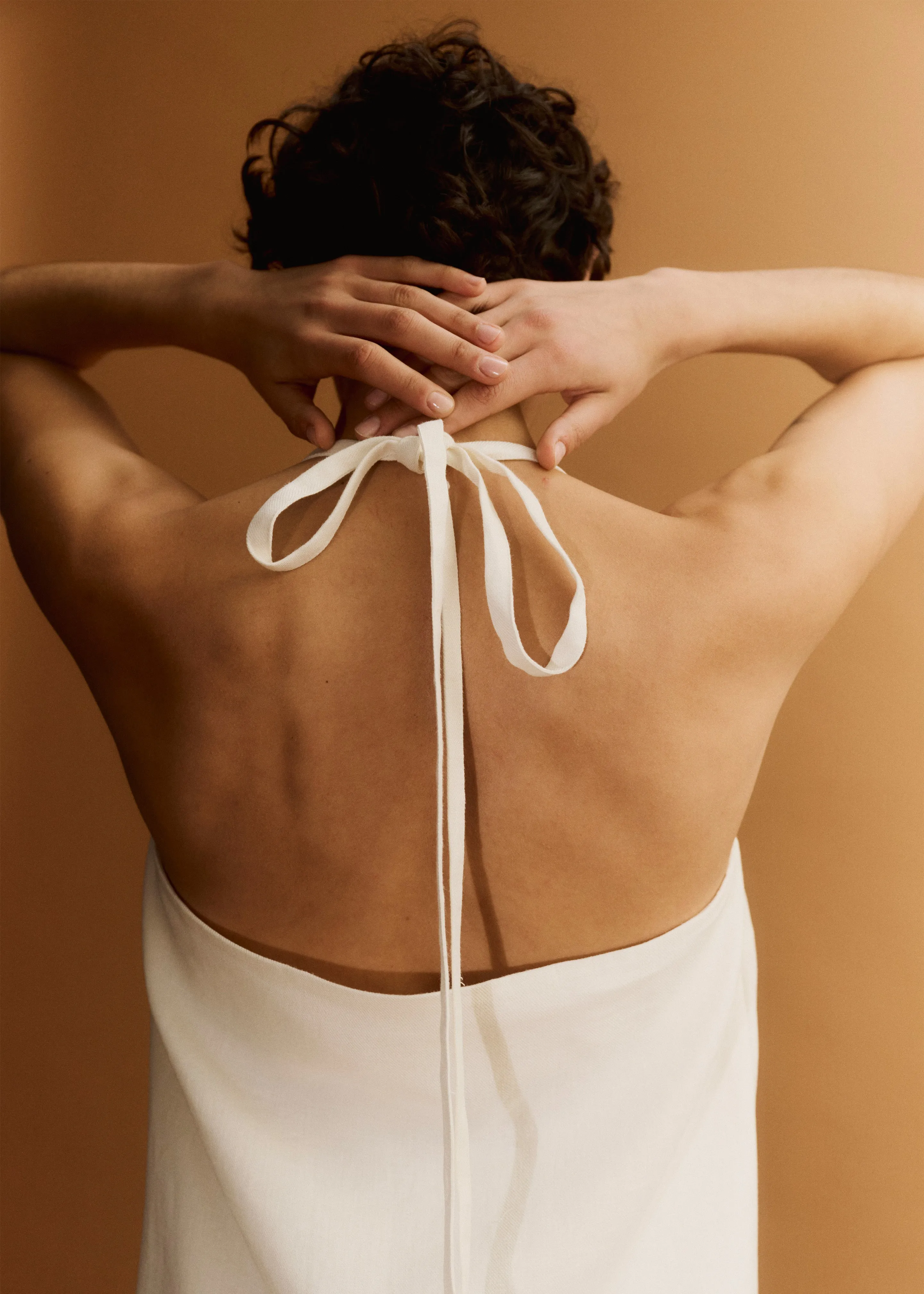 Matin Twill Halter Mini Dress - Natural sold by Frankie Shop