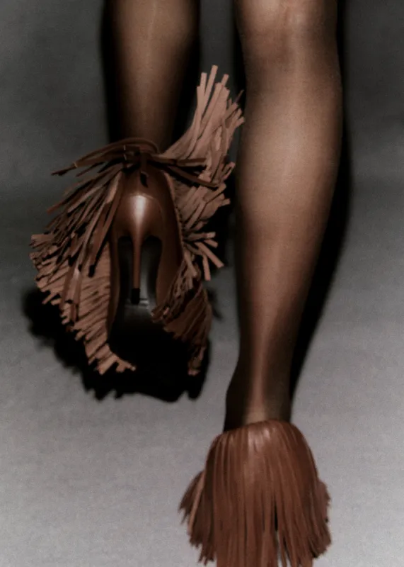Giaborghini Amelia Fringe Pumps - Tiramisu sold by Frankie Shop