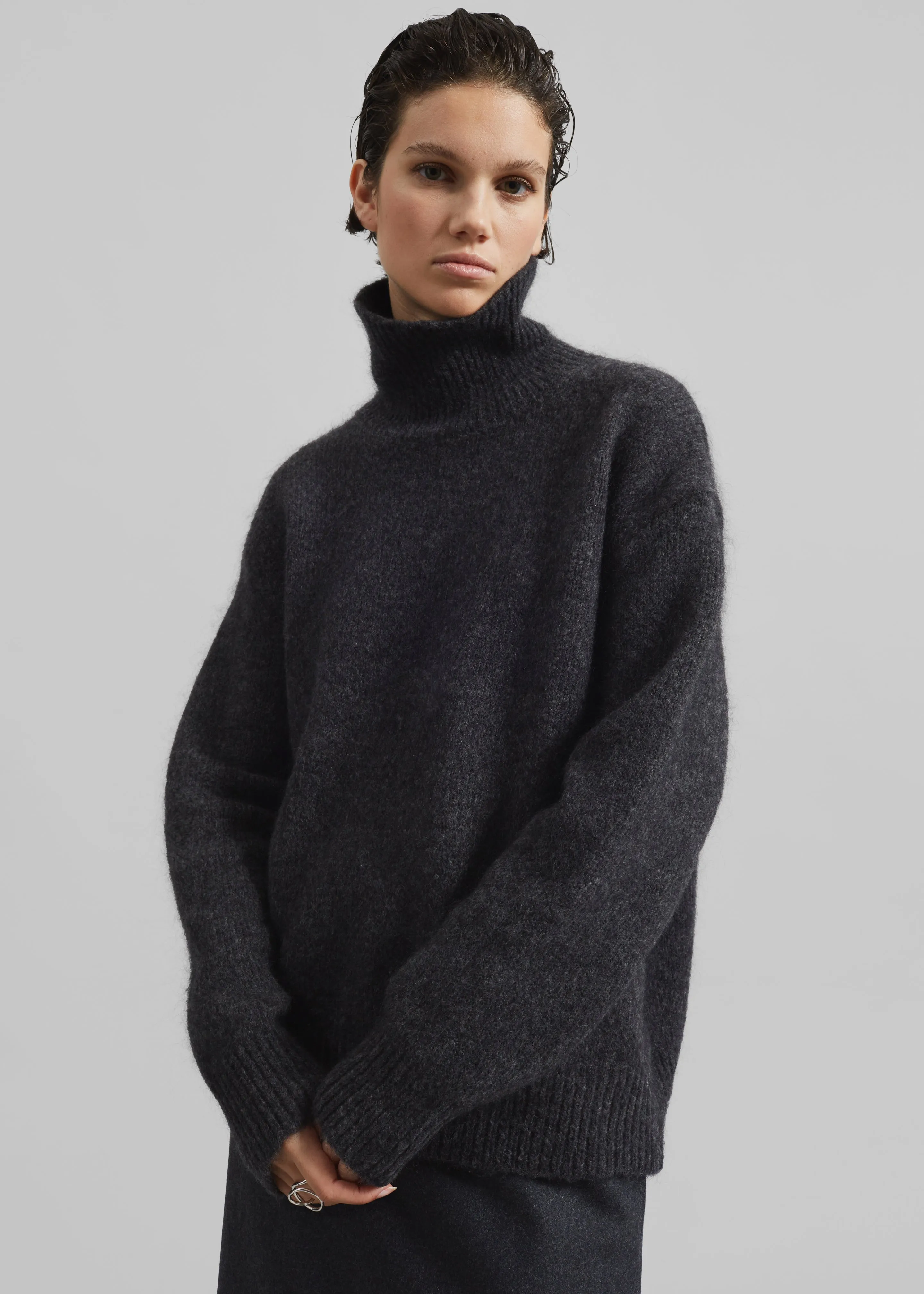 Moaen Turtleneck Sweater - Charcoal sold by Frankie Shop