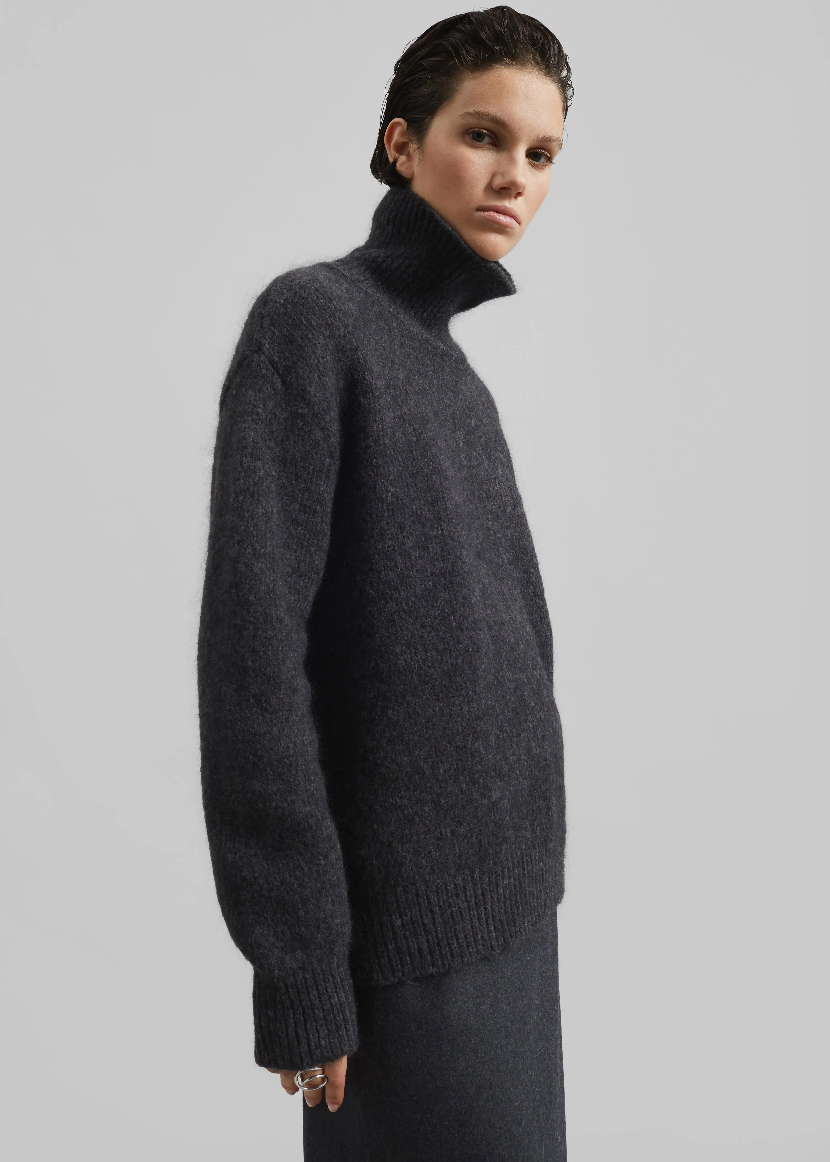 Moaen Turtleneck Sweater - Charcoal sold by Frankie Shop product image thumbnail 3