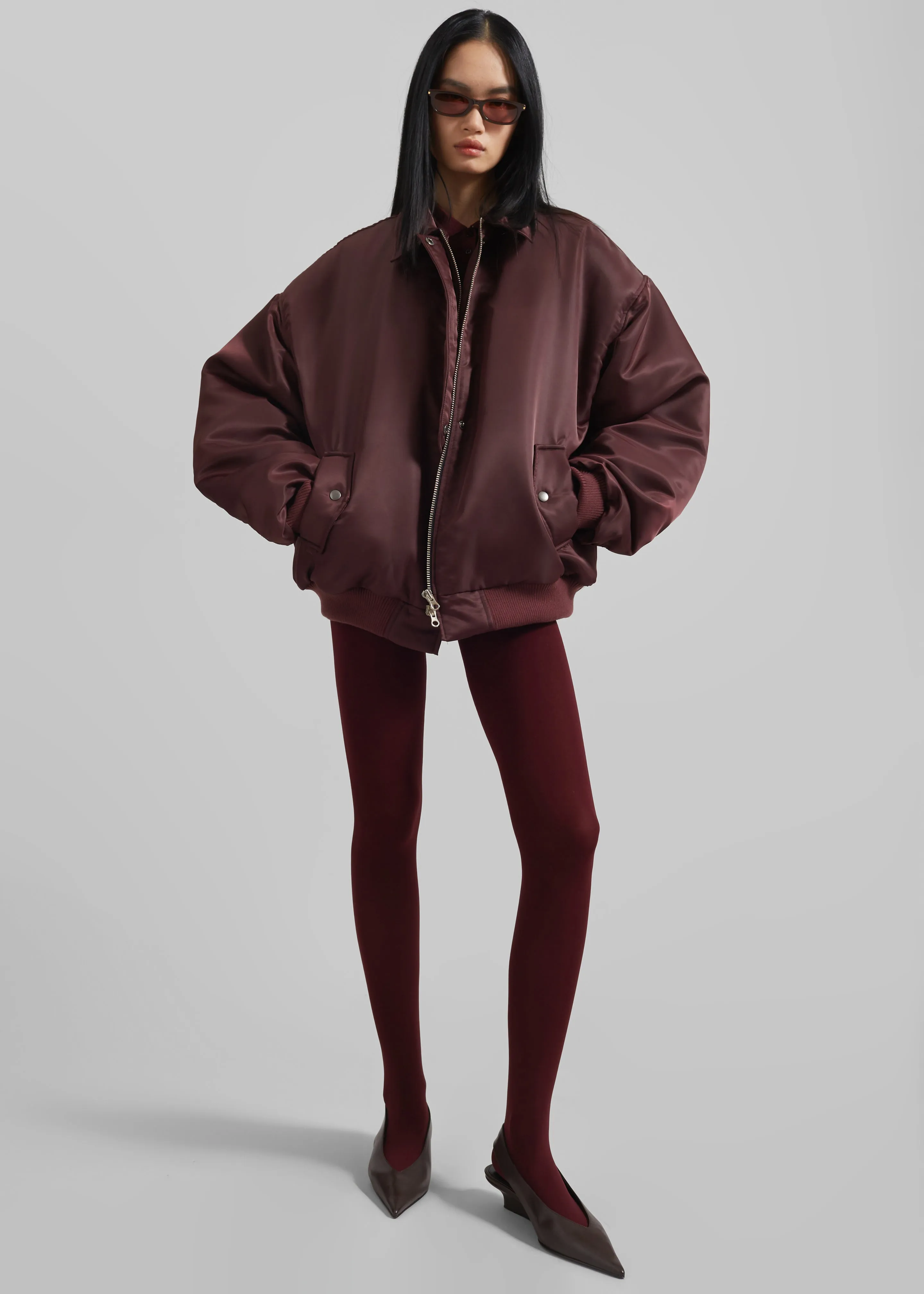 Nalden Padded Bomber Jacket - Burgundy sold by Frankie Shop
