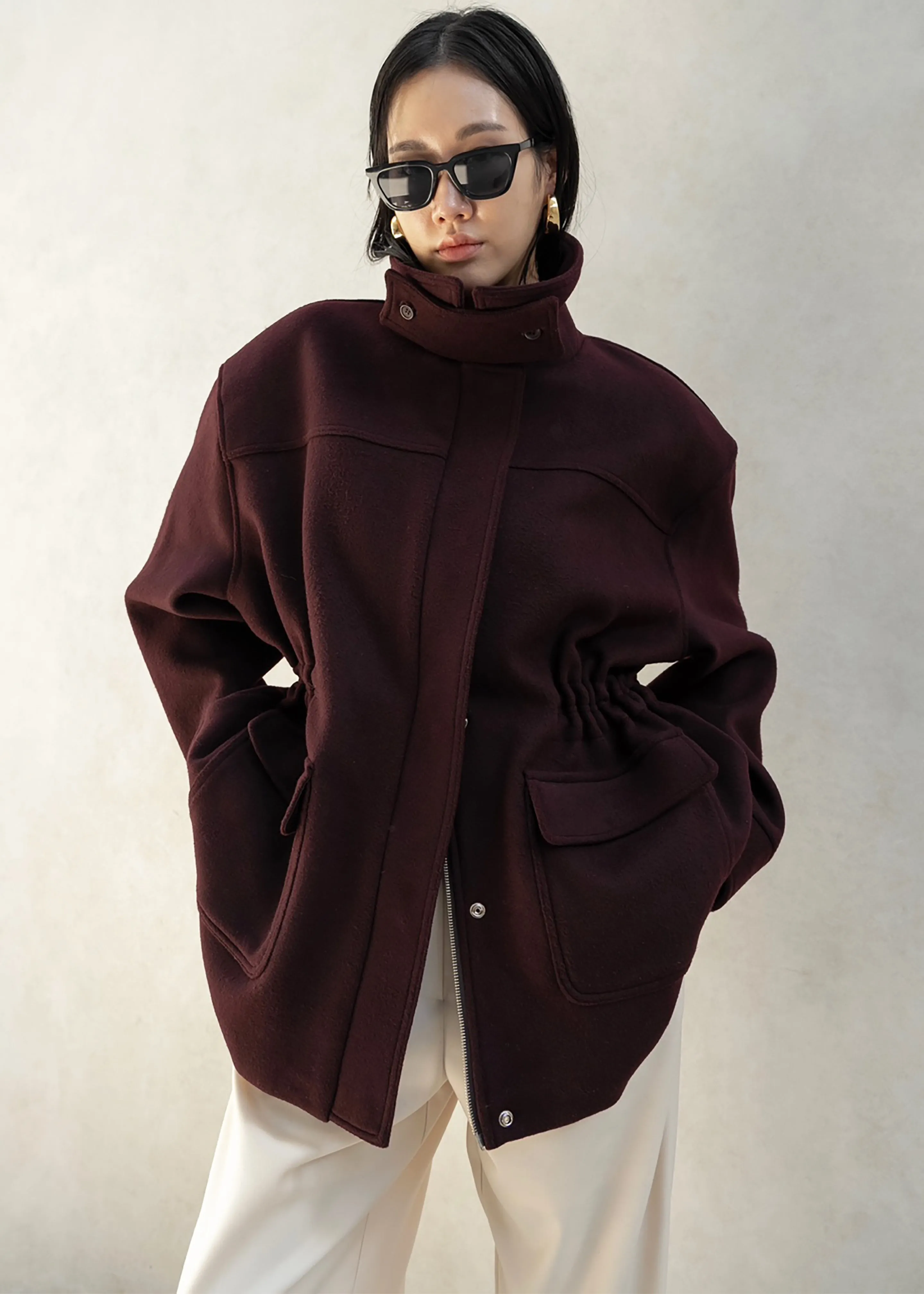 Holbeck Field Wool Jacket - Burgundy sold by Frankie Shop