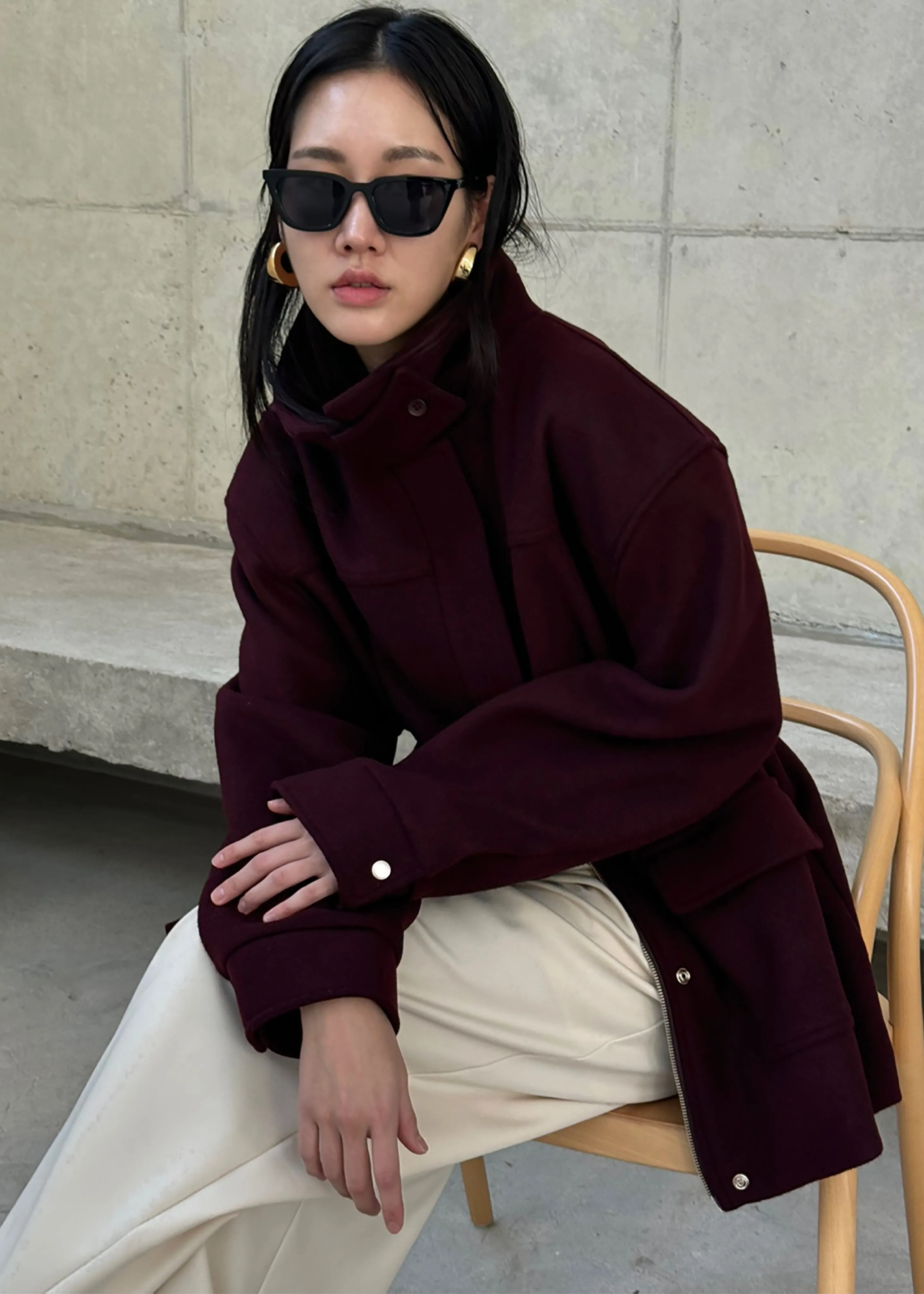 Holbeck Field Wool Jacket - Burgundy sold by Frankie Shop product image thumbnail 2