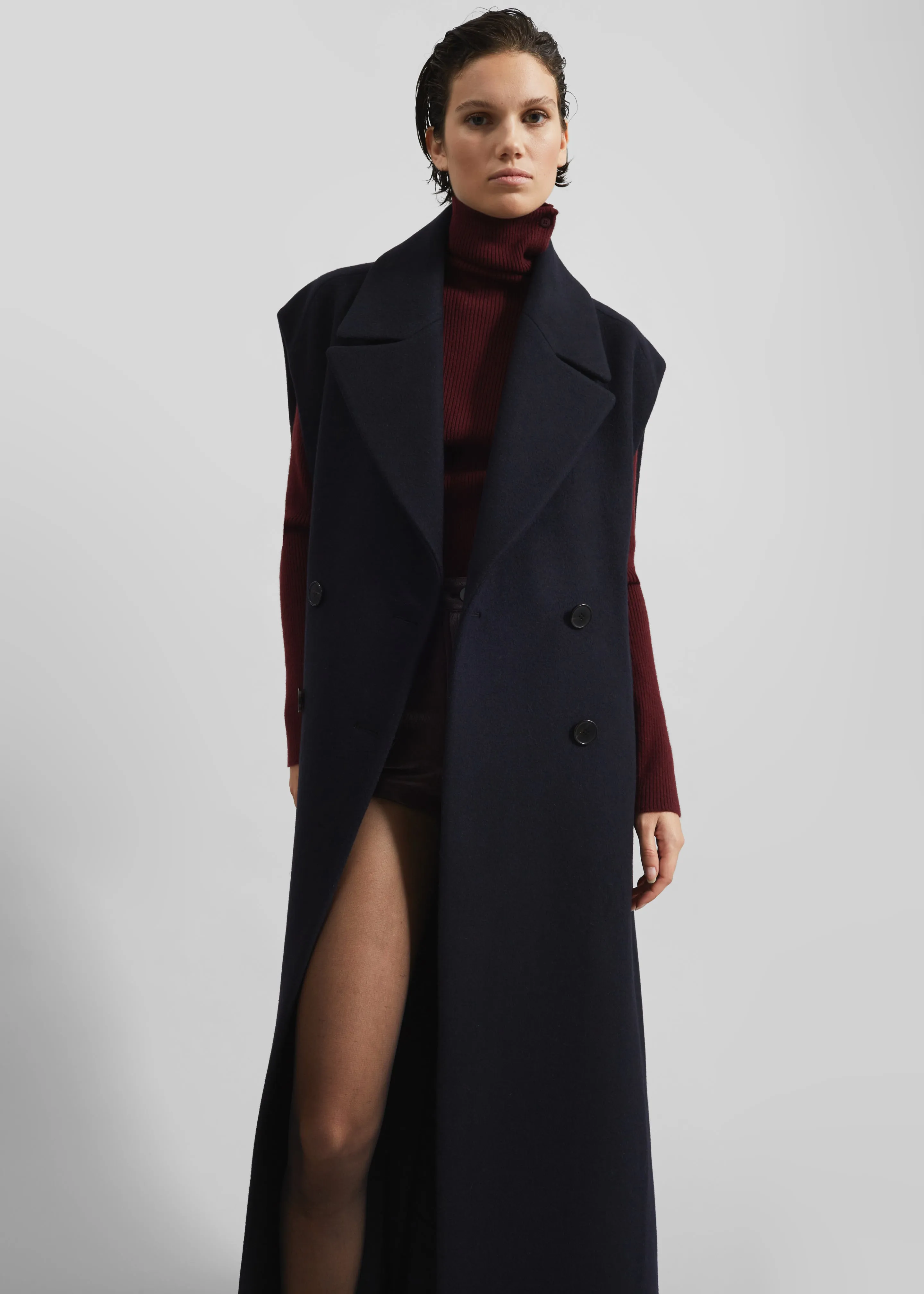 Kesti Sleeveless Long Coat - Dark Navy sold by Frankie Shop product image thumbnail 2