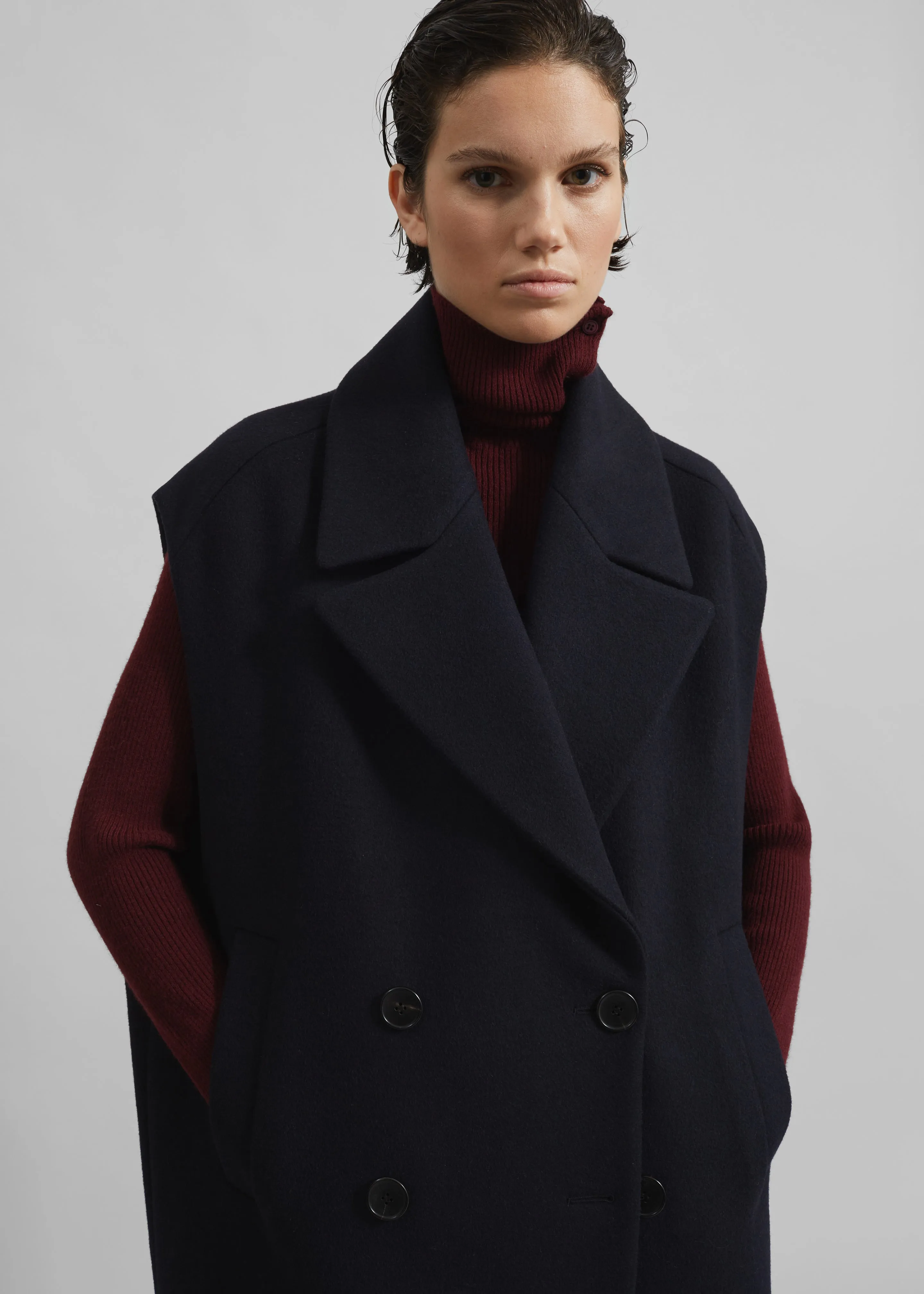 Kesti Sleeveless Long Coat - Dark Navy sold by Frankie Shop product image thumbnail 3