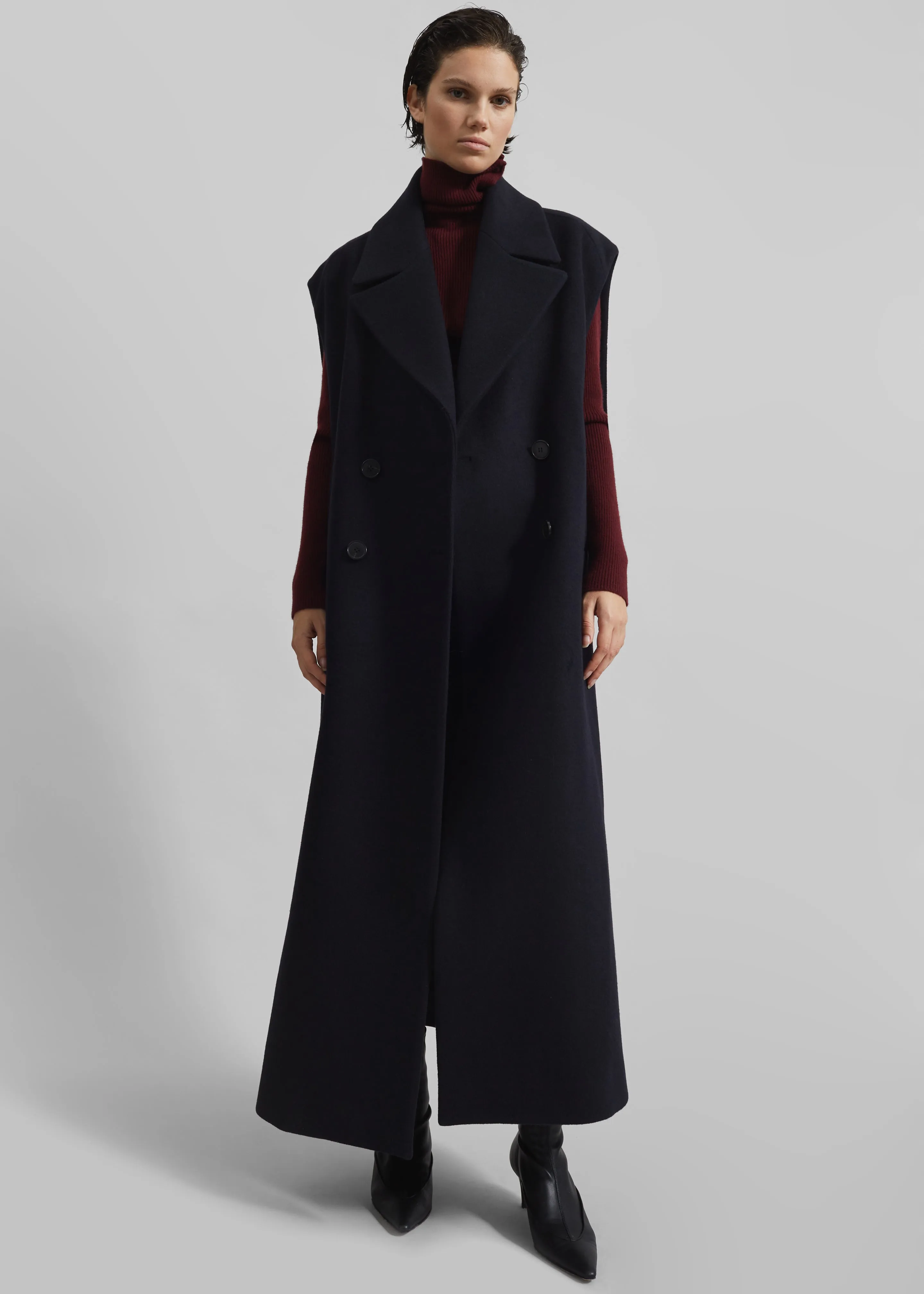 Kesti Sleeveless Long Coat - Dark Navy sold by Frankie Shop product image thumbnail 5
