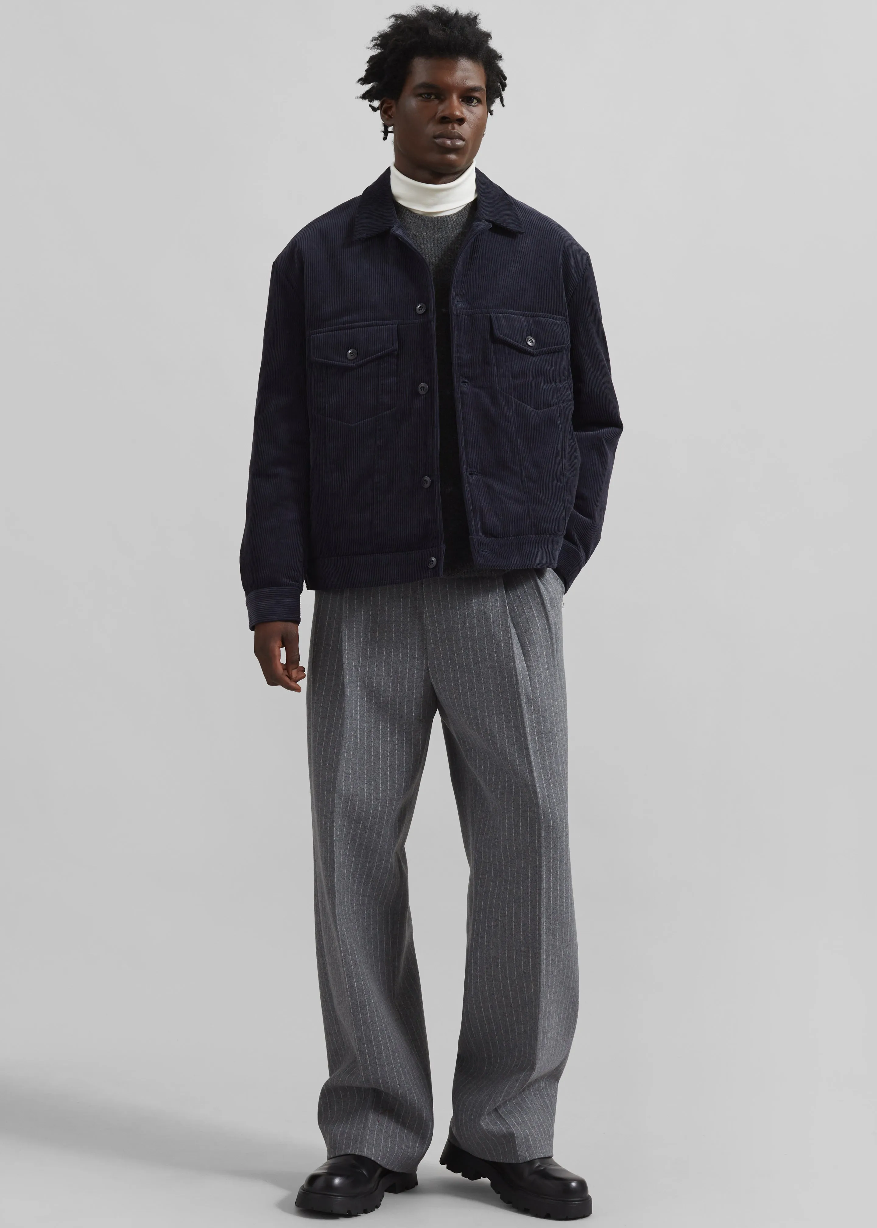 Dresden Quilted Corduroy Jacket - Navy sold by Frankie Shop product image thumbnail 3