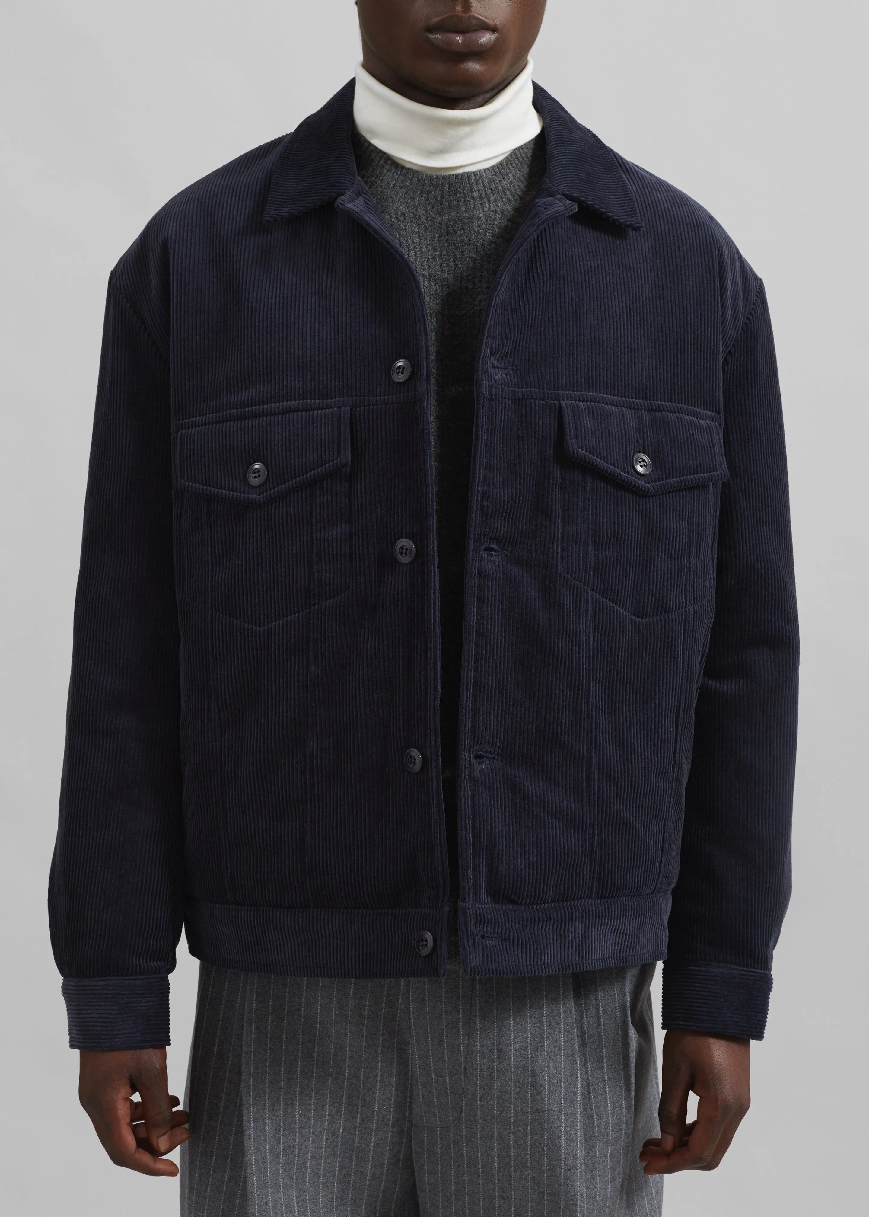 Dresden Quilted Corduroy Jacket - Navy sold by Frankie Shop product image thumbnail 2
