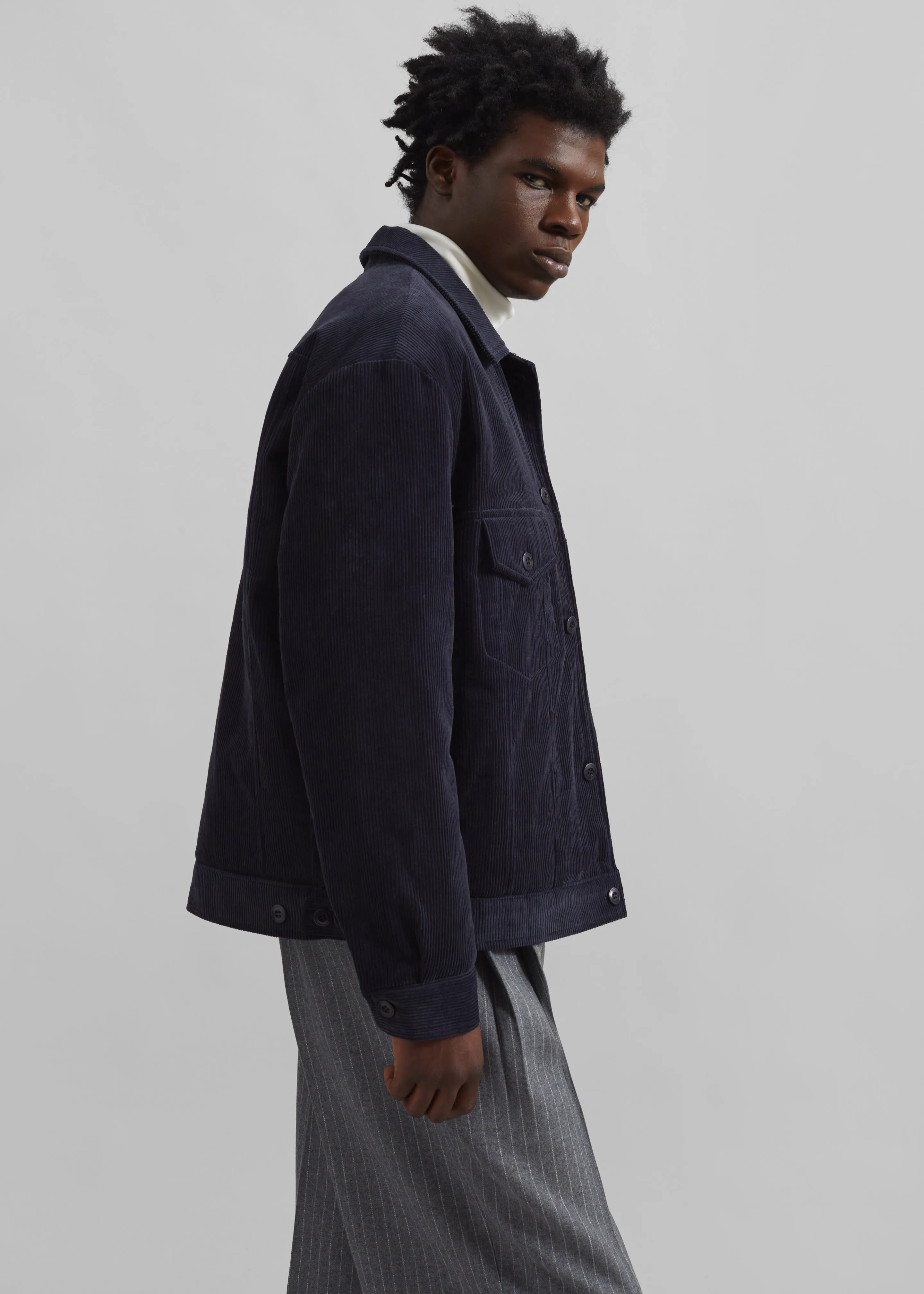 Dresden Quilted Corduroy Jacket - Navy sold by Frankie Shop product image thumbnail 4