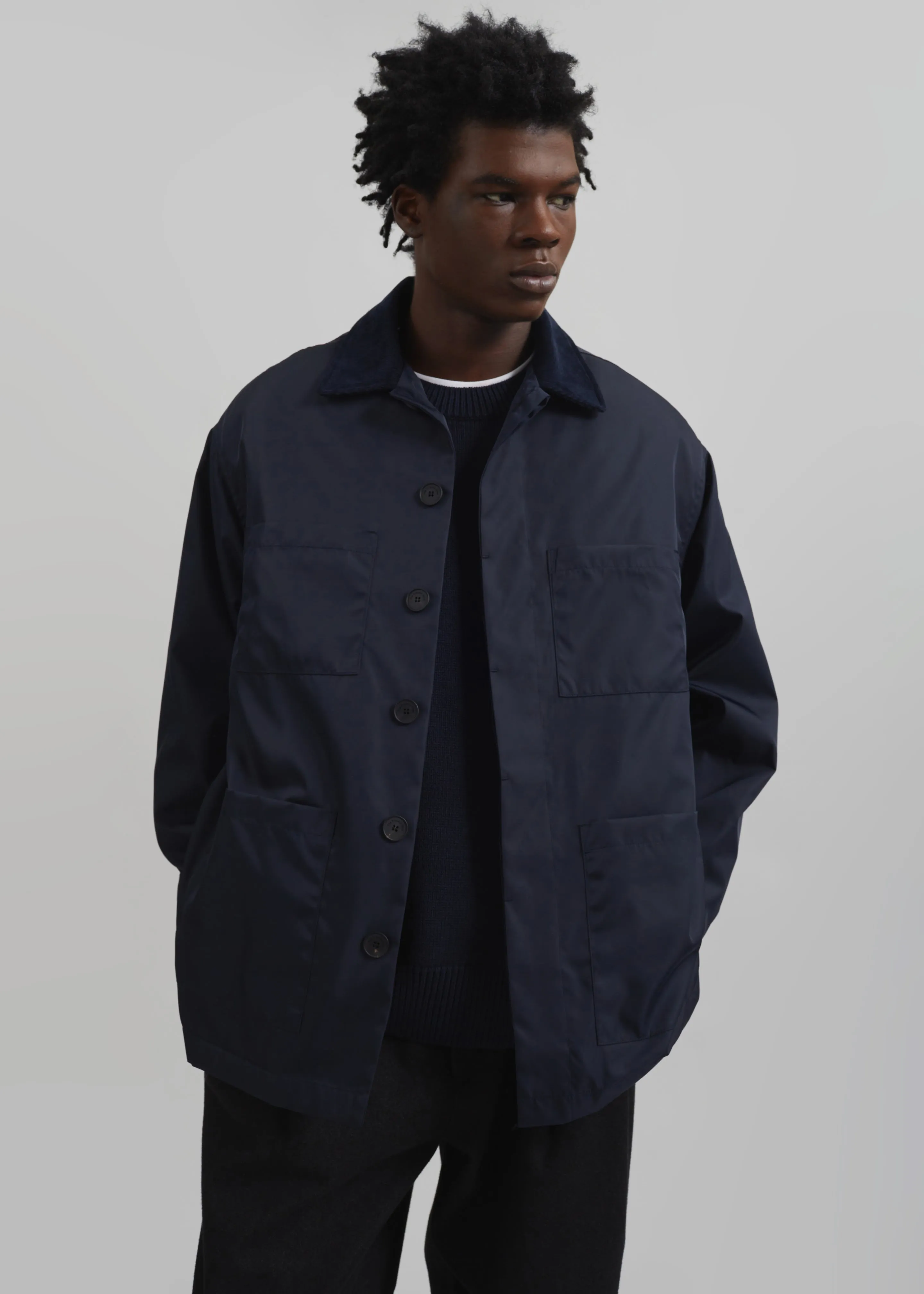 Mason Corduroy Collar Boxy Jacket - Navy sold by Frankie Shop product image thumbnail 3