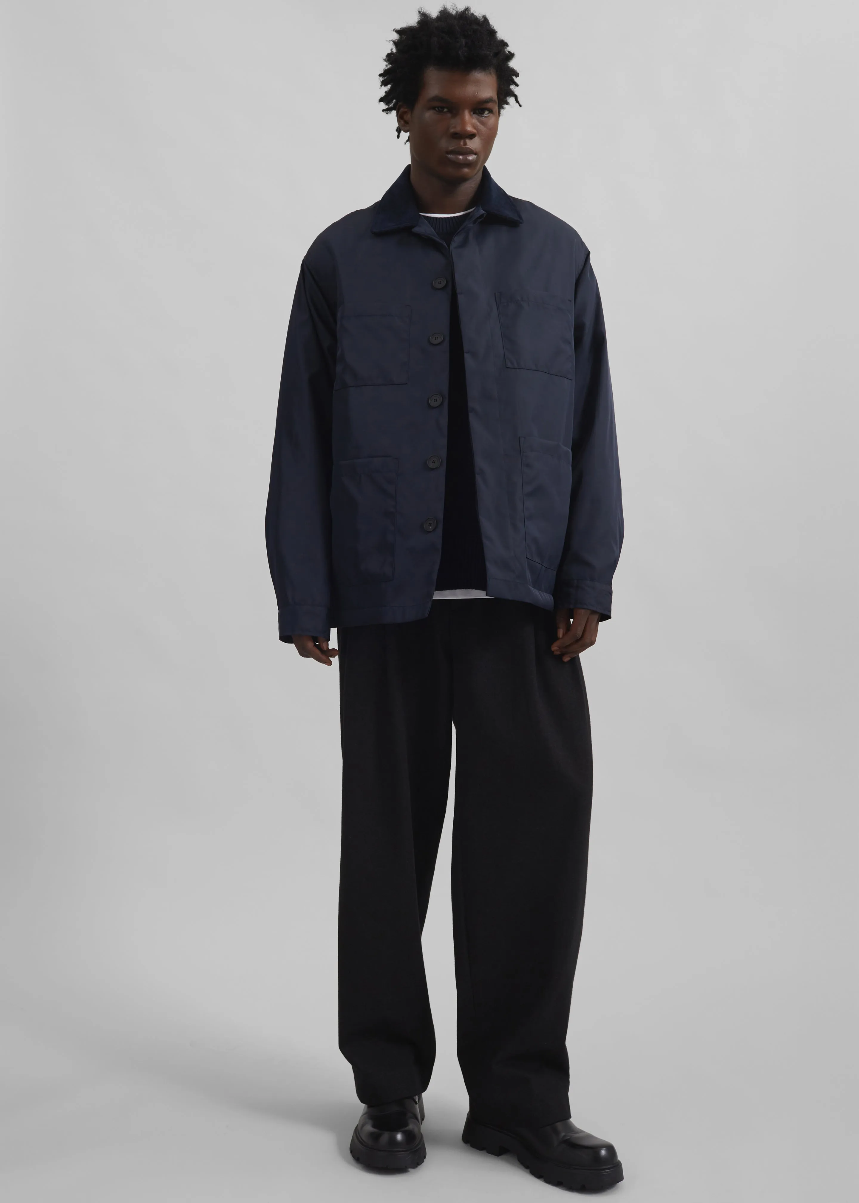 Mason Corduroy Collar Boxy Jacket - Navy sold by Frankie Shop product image thumbnail 5