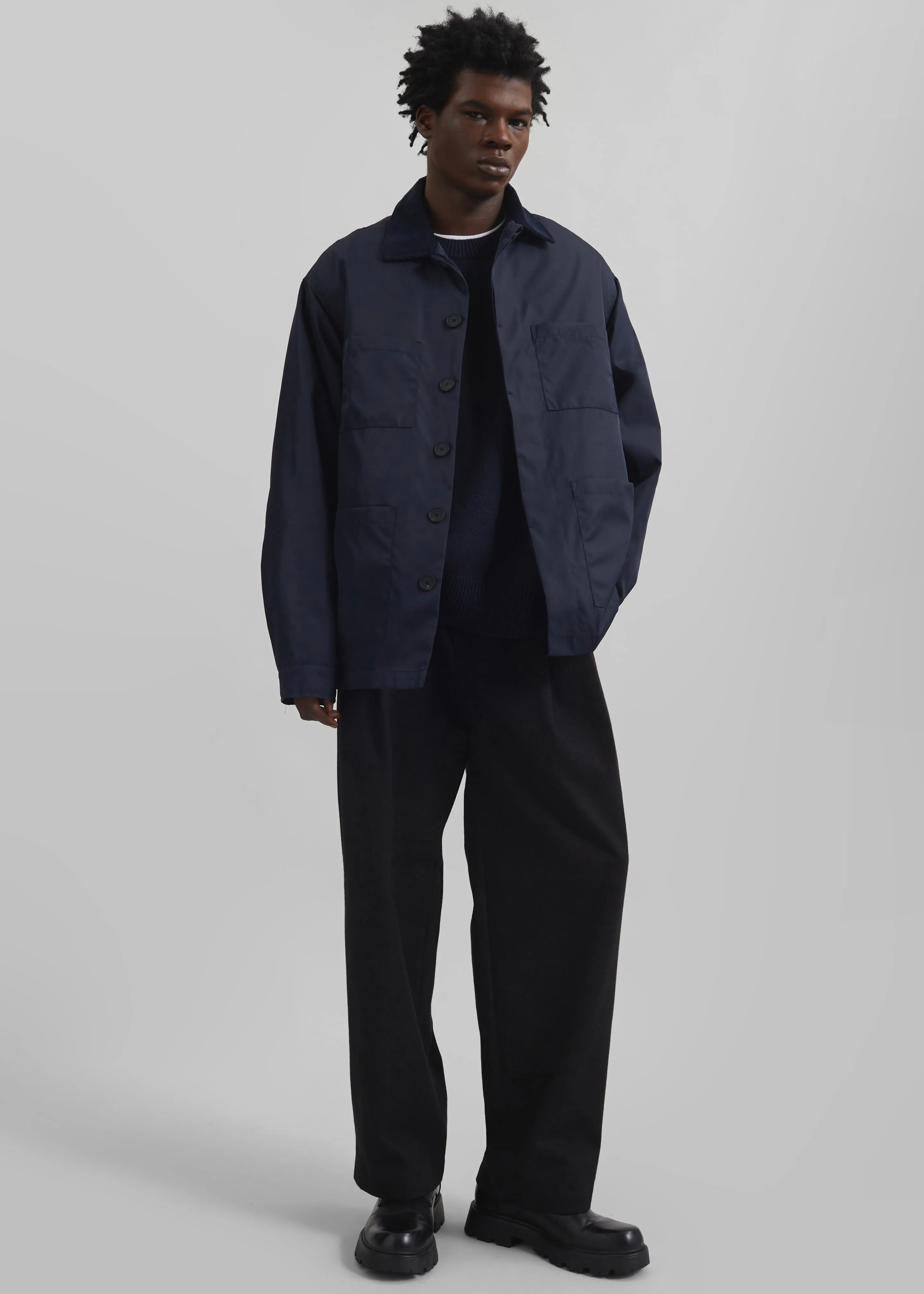 Mason Corduroy Collar Boxy Jacket - Navy sold by Frankie Shop product image thumbnail 4