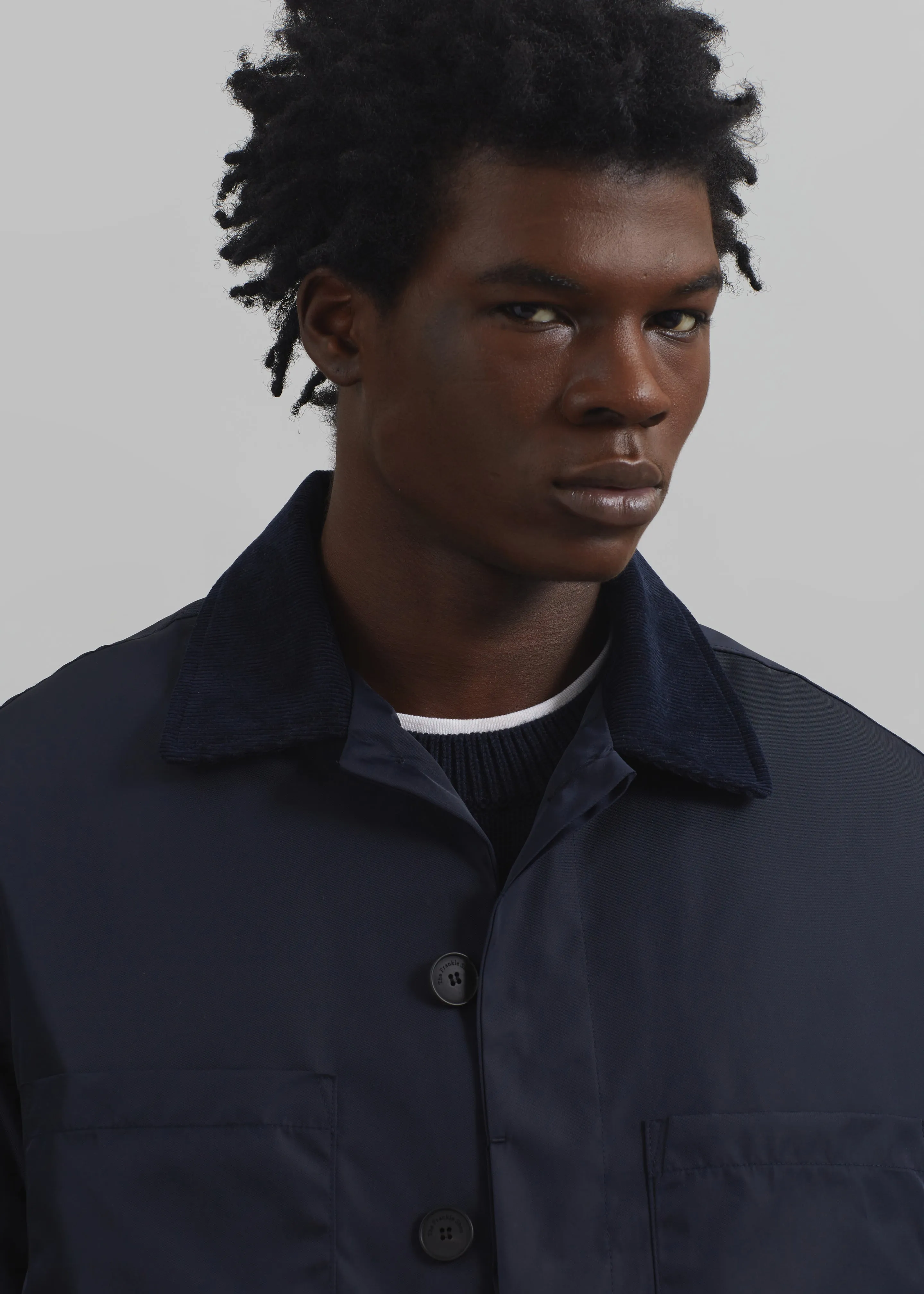 Mason Corduroy Collar Boxy Jacket - Navy sold by Frankie Shop