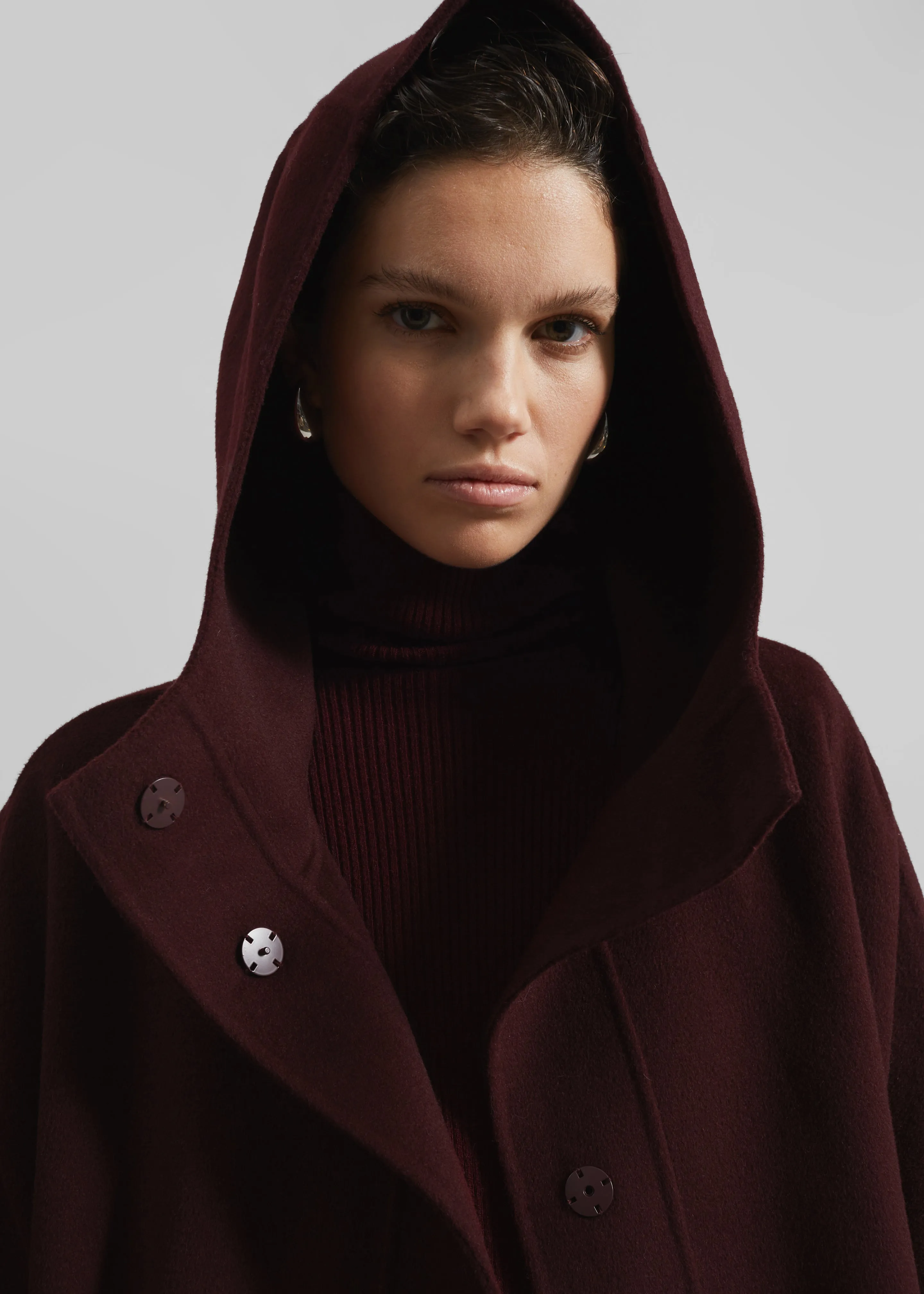 Alida Hooded Long Coat - Burgundy sold by Frankie Shop product image thumbnail 4