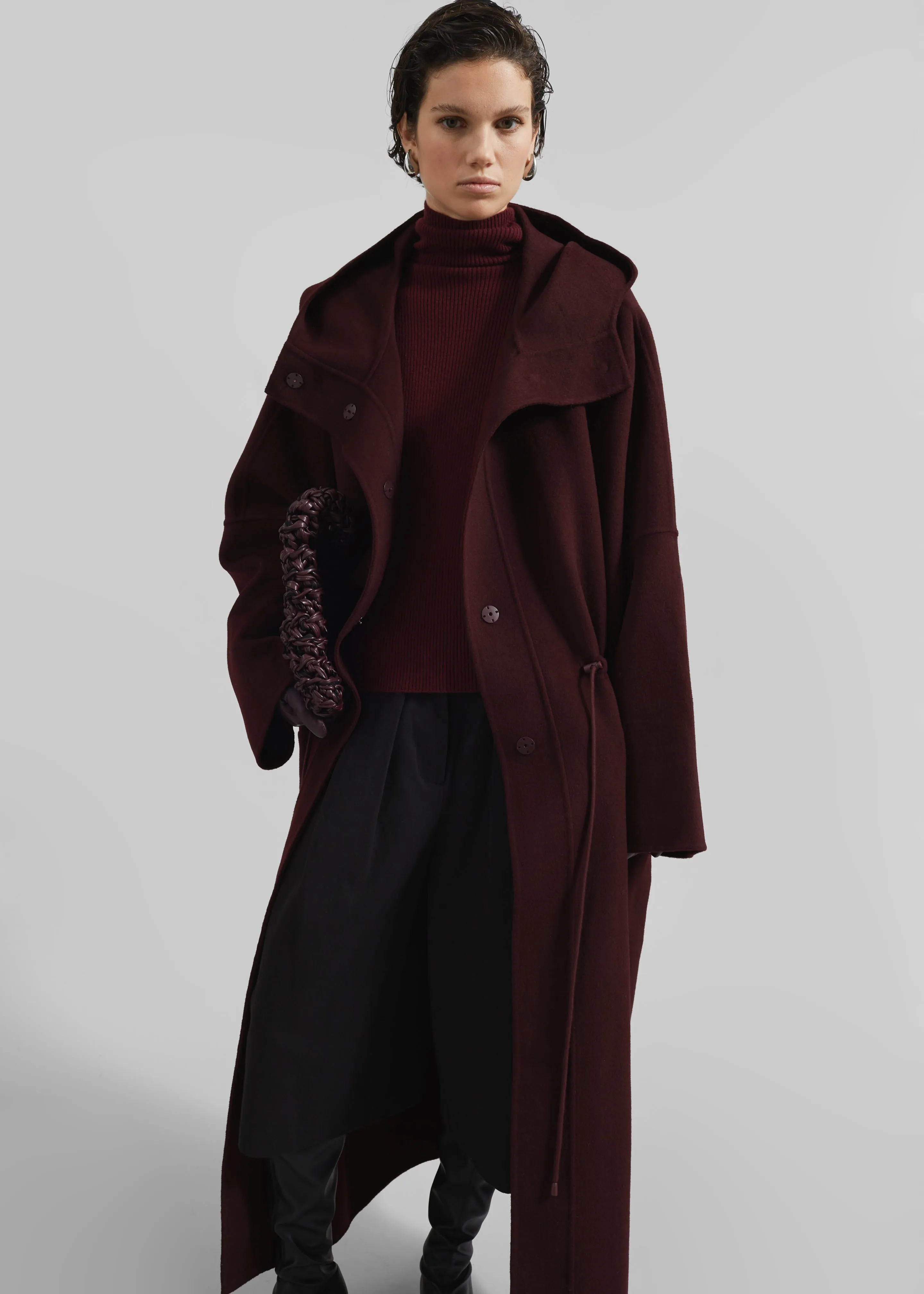 Alida Hooded Long Coat - Burgundy sold by Frankie Shop product image thumbnail 3