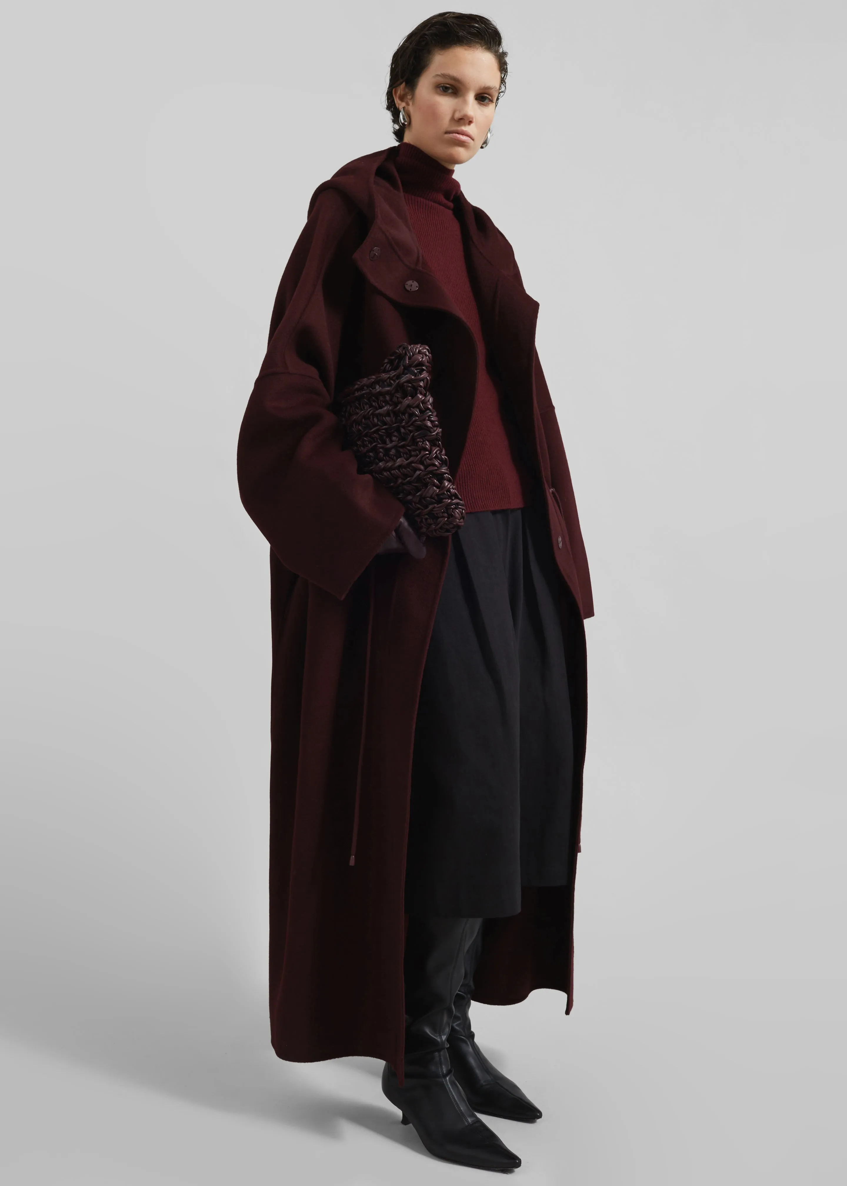 Alida Hooded Long Coat - Burgundy sold by Frankie Shop product image thumbnail 5