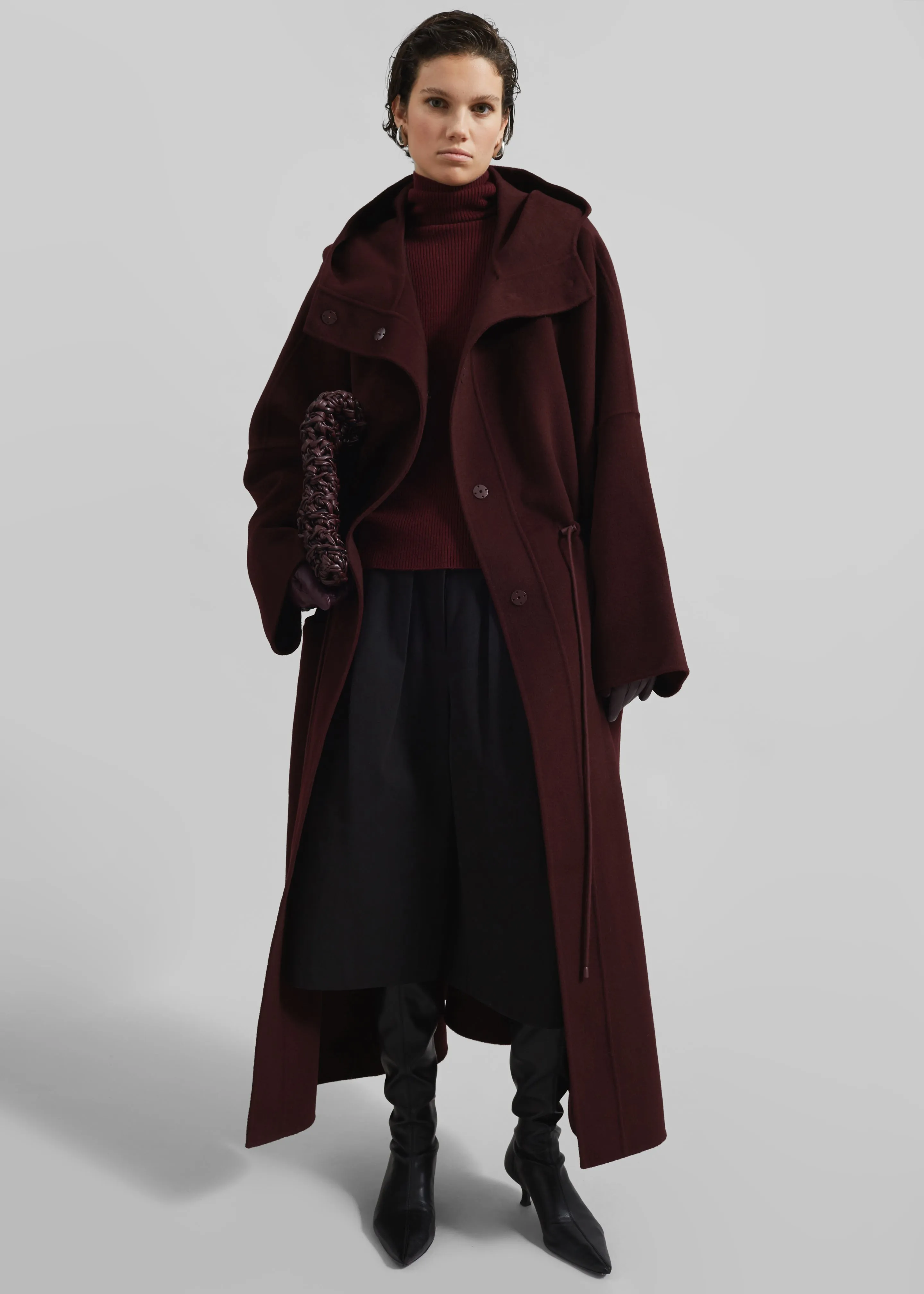 Alida Hooded Long Coat - Burgundy sold by Frankie Shop product image thumbnail 2
