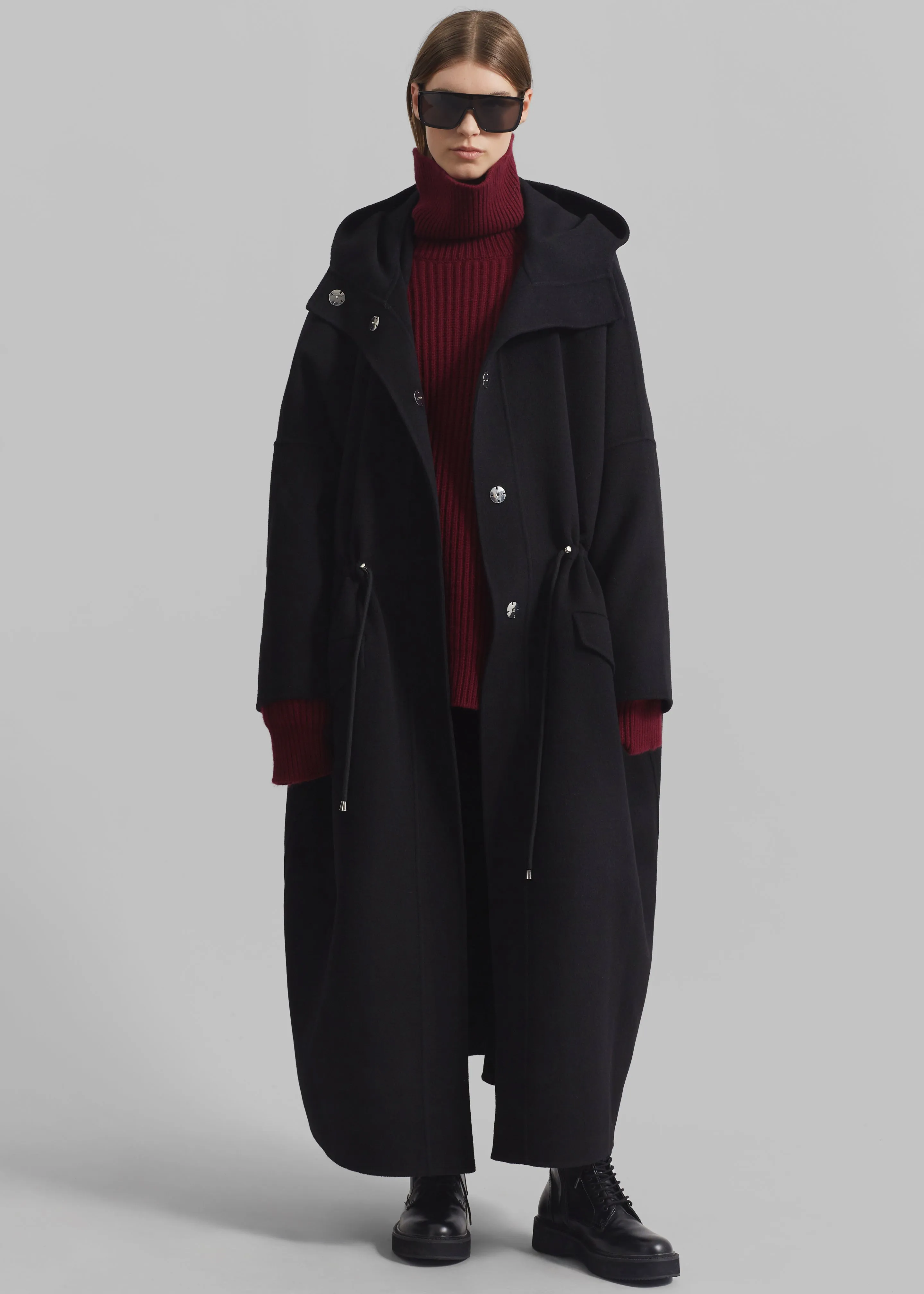 Alida Hooded Long Coat - Black sold by Frankie Shop