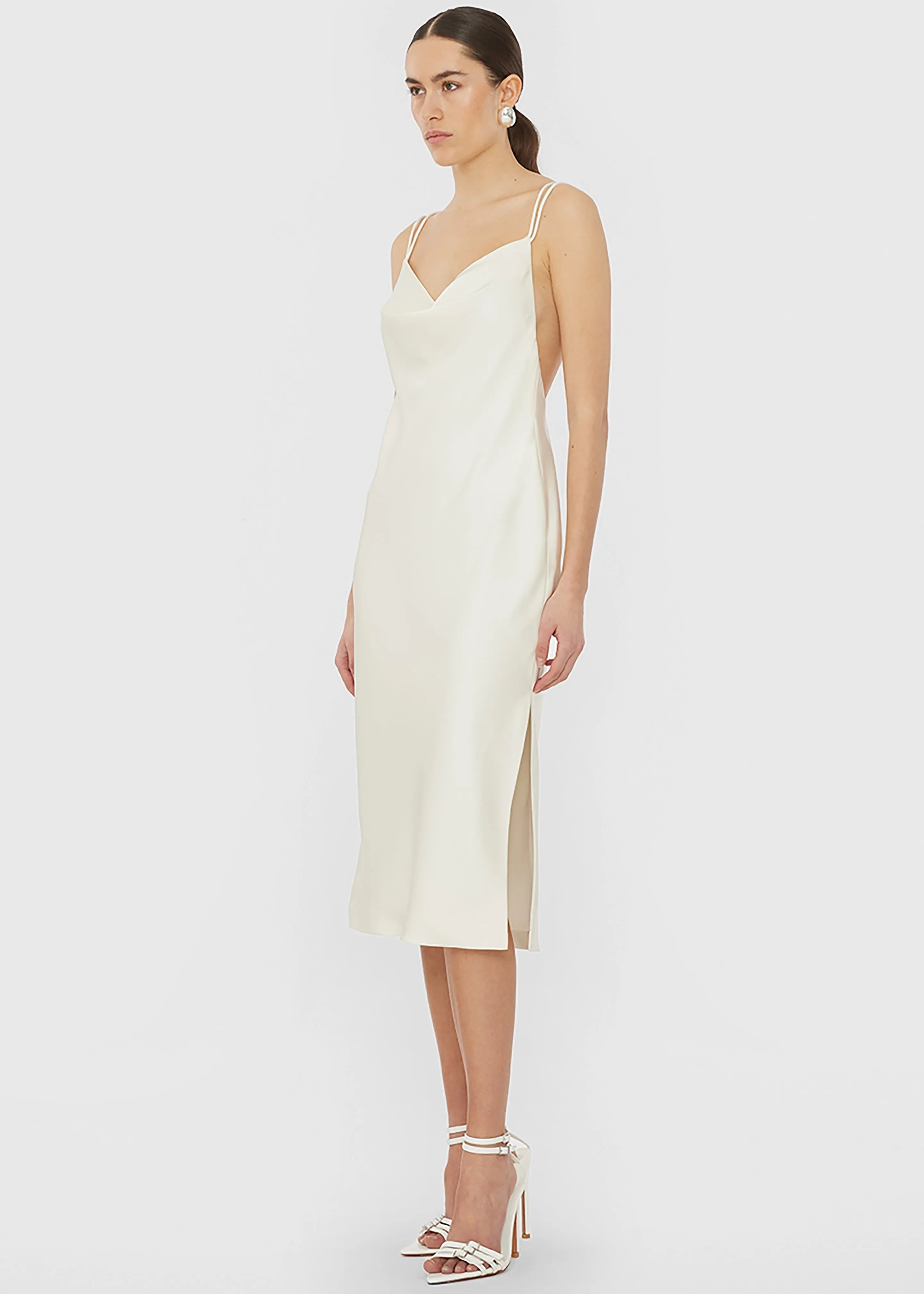 Rotate Satin Midi Slip Dress - Egret sold by Frankie Shop product image thumbnail 3