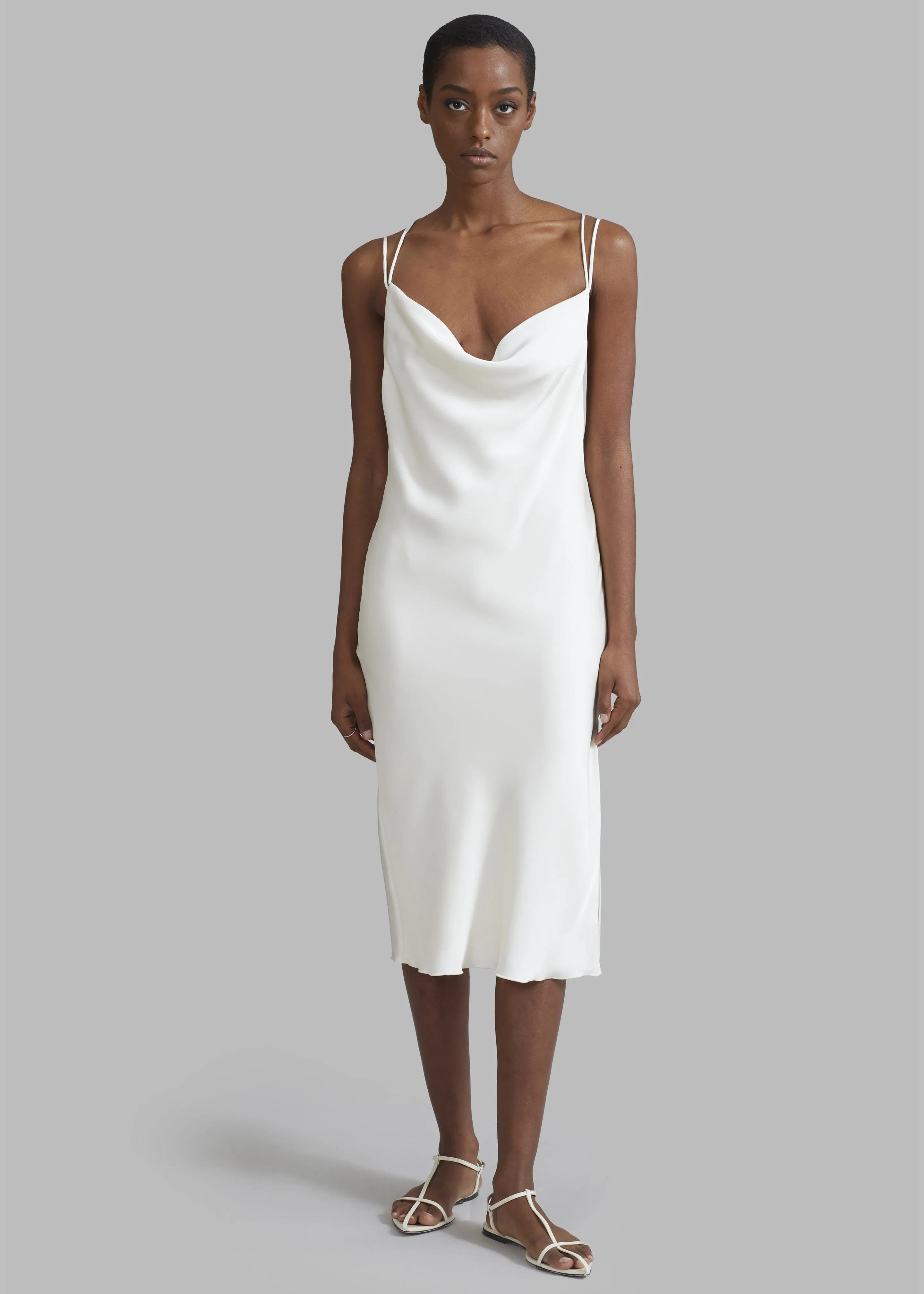 Rotate Satin Midi Slip Dress - Egret sold by Frankie Shop