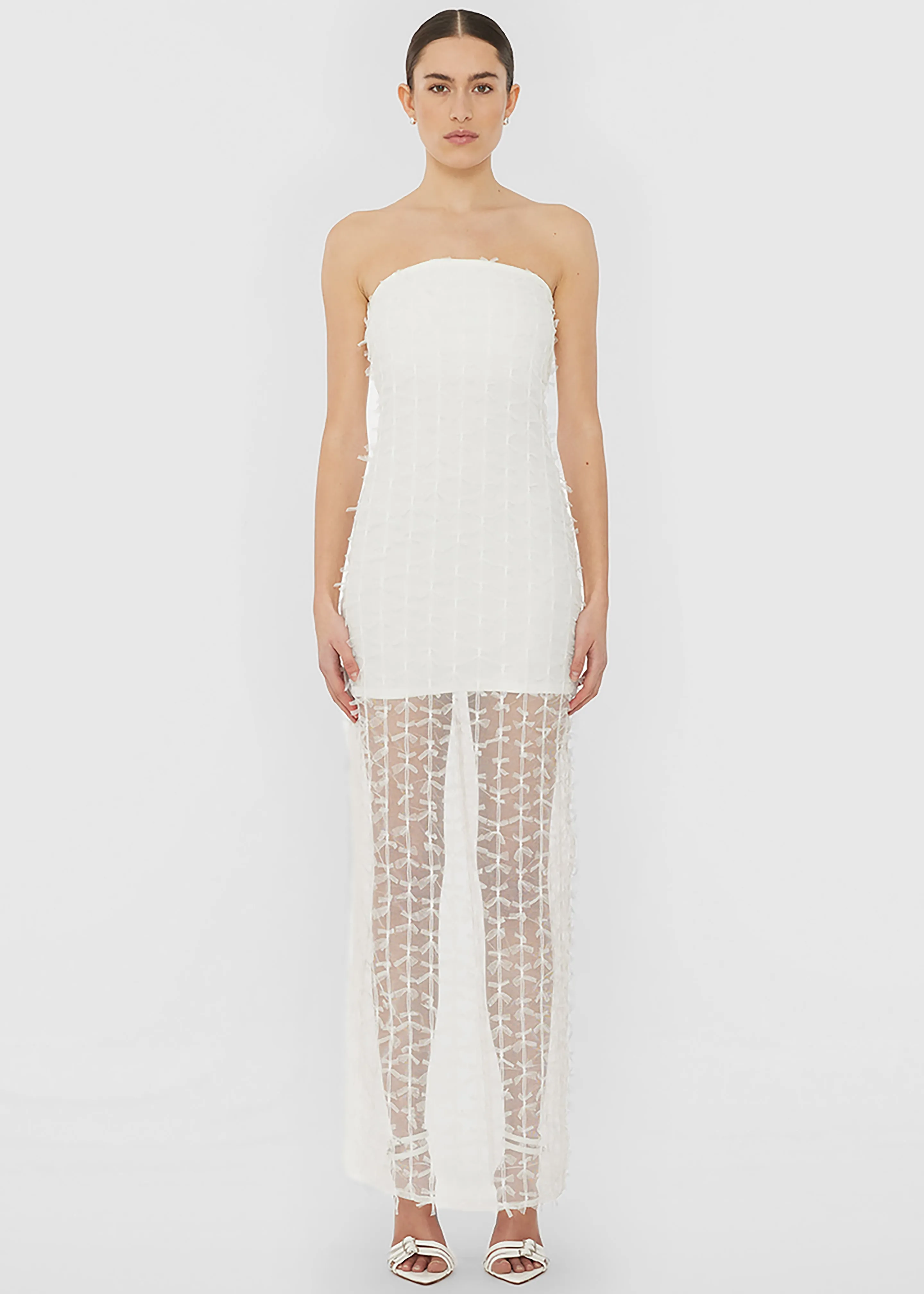 Rotate Bow Tube Dress - Egret sold by Frankie Shop