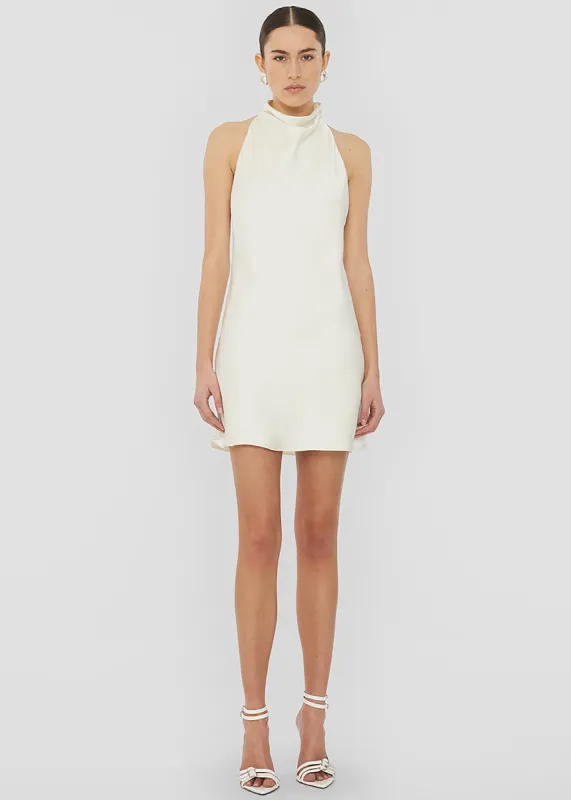 Rotate Satin Halterneck Dress - Egret made by Frankie Shop