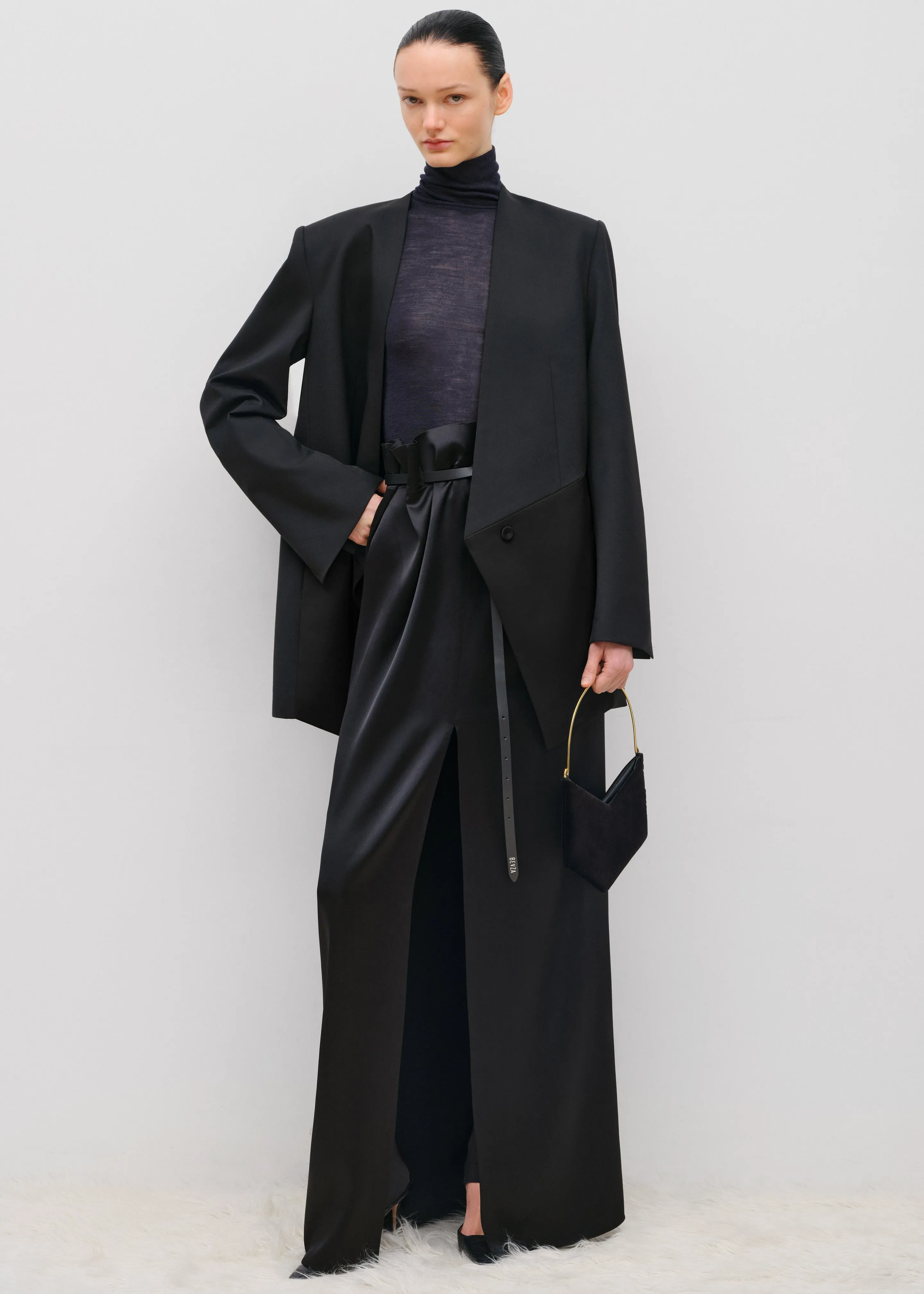 Bevza Rectangular Long Skirt - Black sold by Frankie Shop