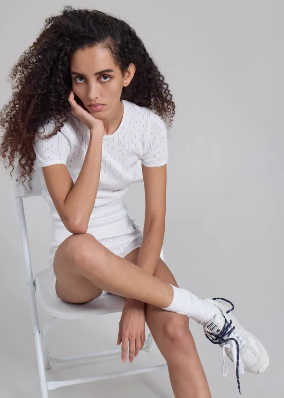 JW Anderson Pointelle Cap Sleeve Top - White sold by Frankie Shop