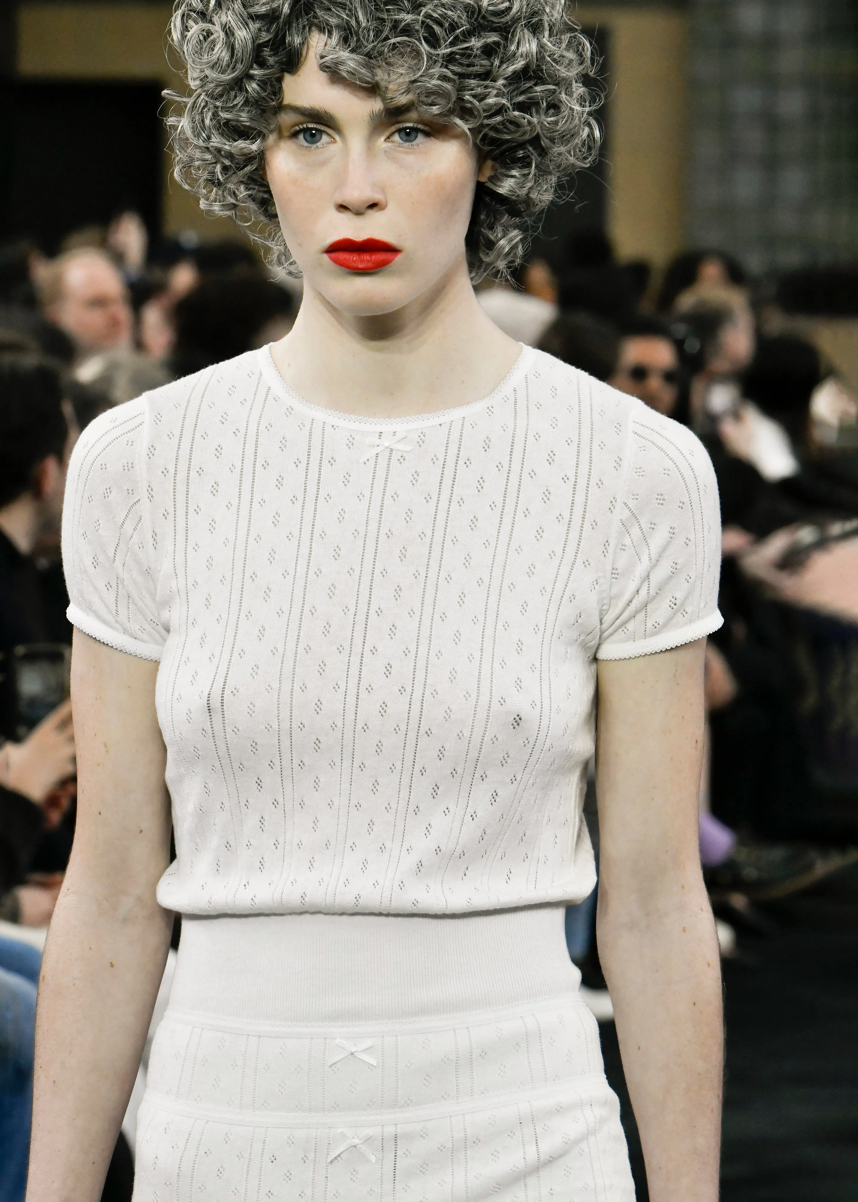 JW Anderson Pointelle Cap Sleeve Top - White sold by Frankie Shop product image thumbnail 5