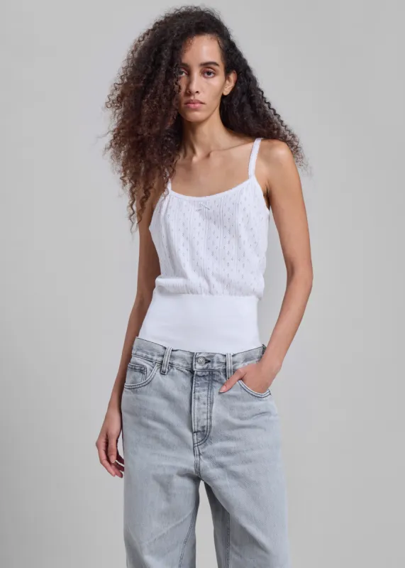 JW Anderson Pointelle Straight Neck Vest - White sold by Frankie Shop