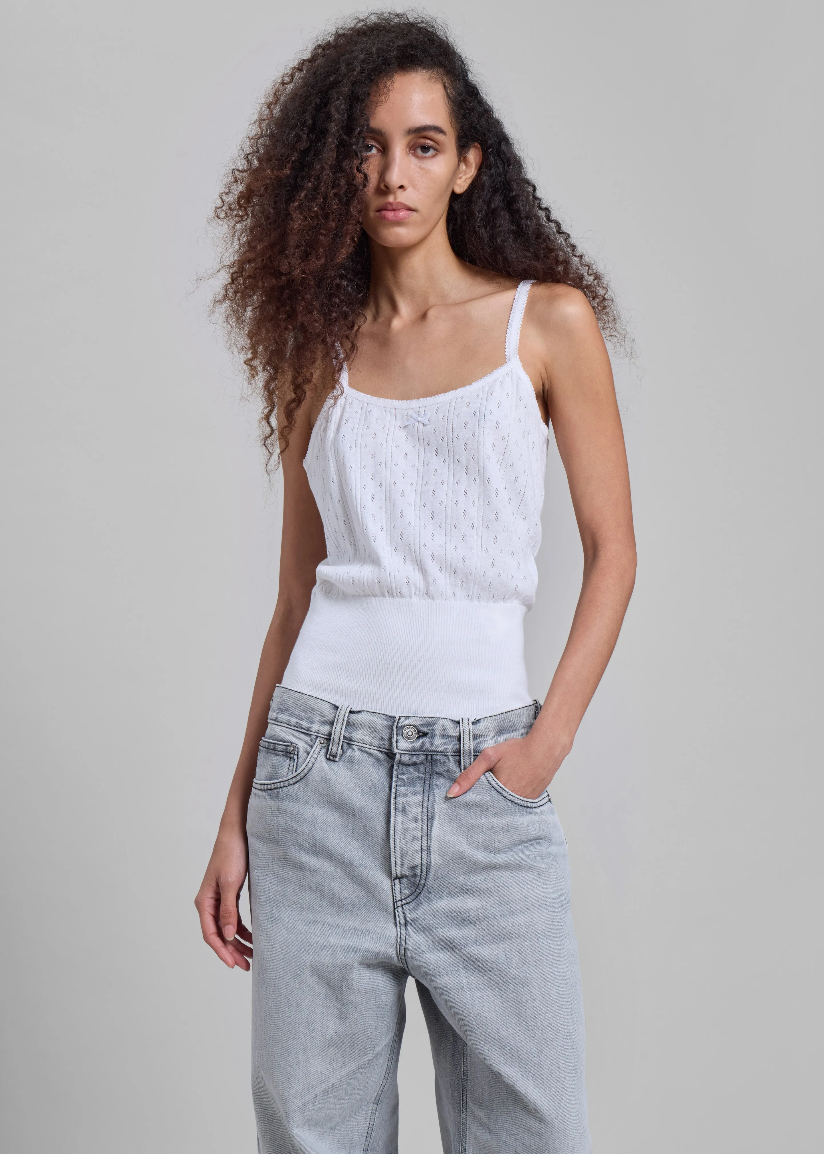 JW Anderson Pointelle Straight Neck Vest - White sold by Frankie Shop