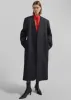 Sabel Collarless Wool Coat - Dark Grey Melange sold by Frankie Shop