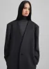 Sabel Collarless Wool Coat - Dark Grey Melange sold by Frankie Shop